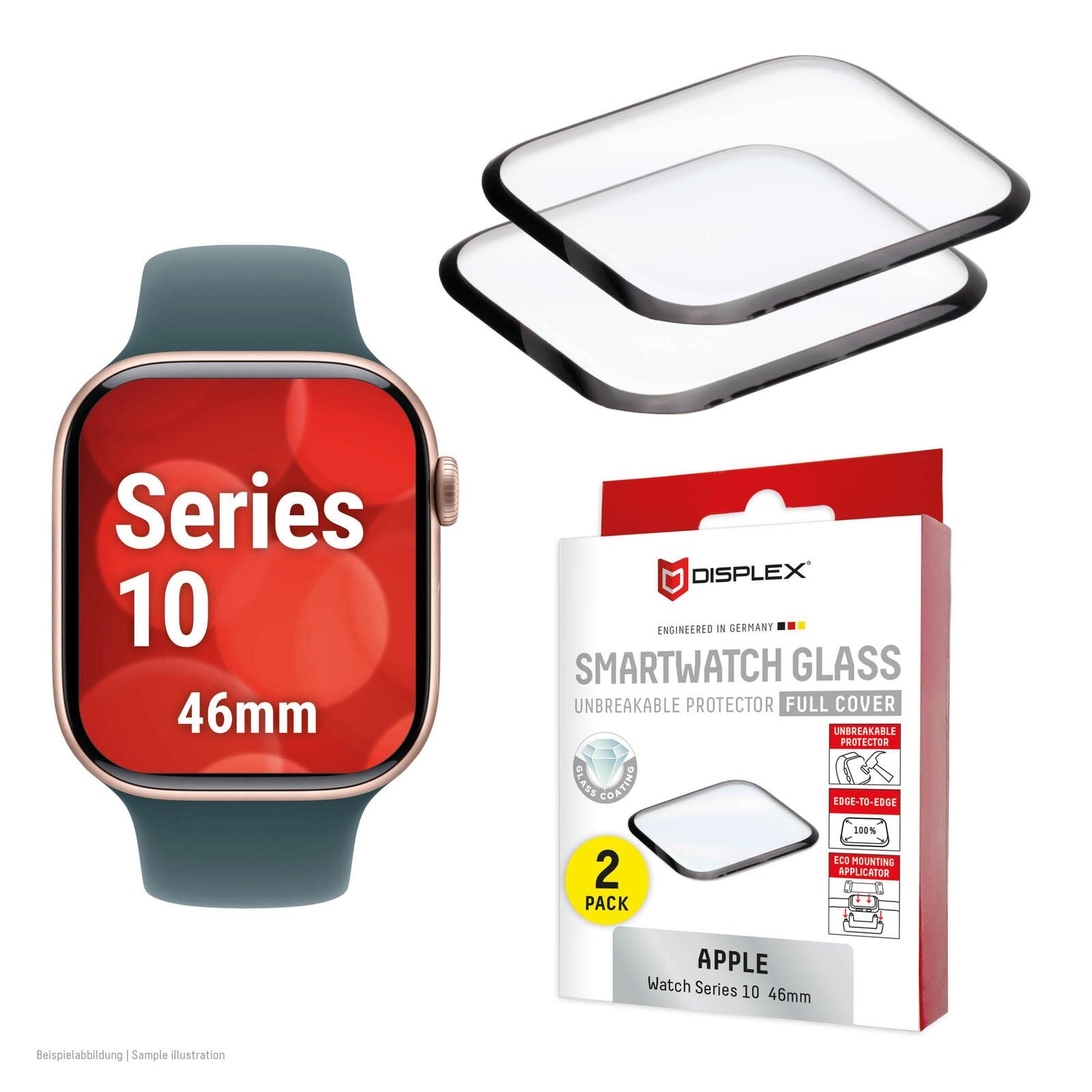 DISPLEX Unzerbrechliches Full Cover Smartwatch Glass für Apple Watch 10 (46mm)