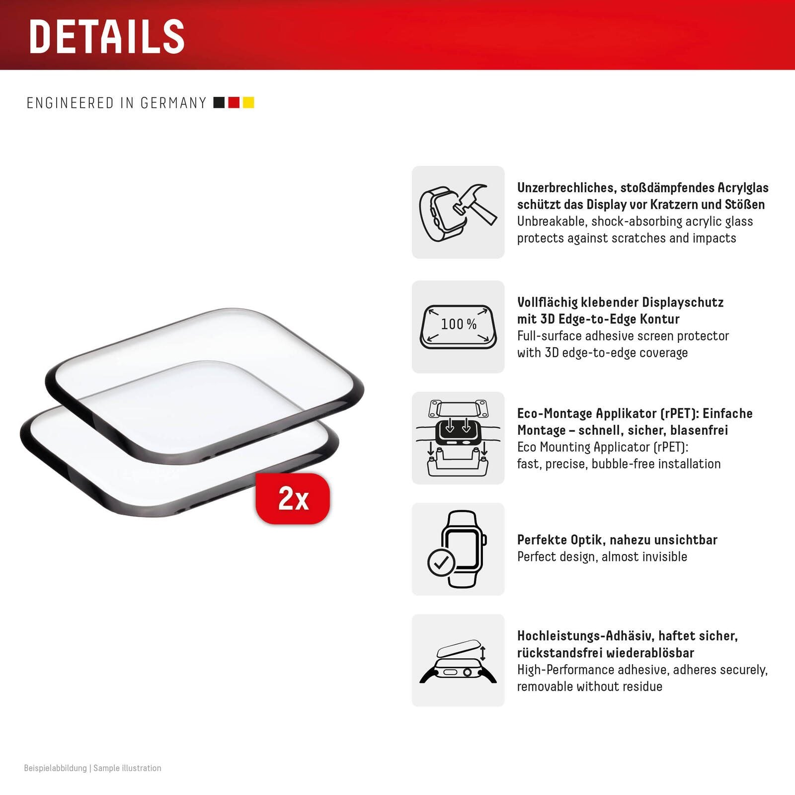 DISPLEX Unzerbrechliches Full Cover Smartwatch Glass für Apple Watch 10 (46mm)
