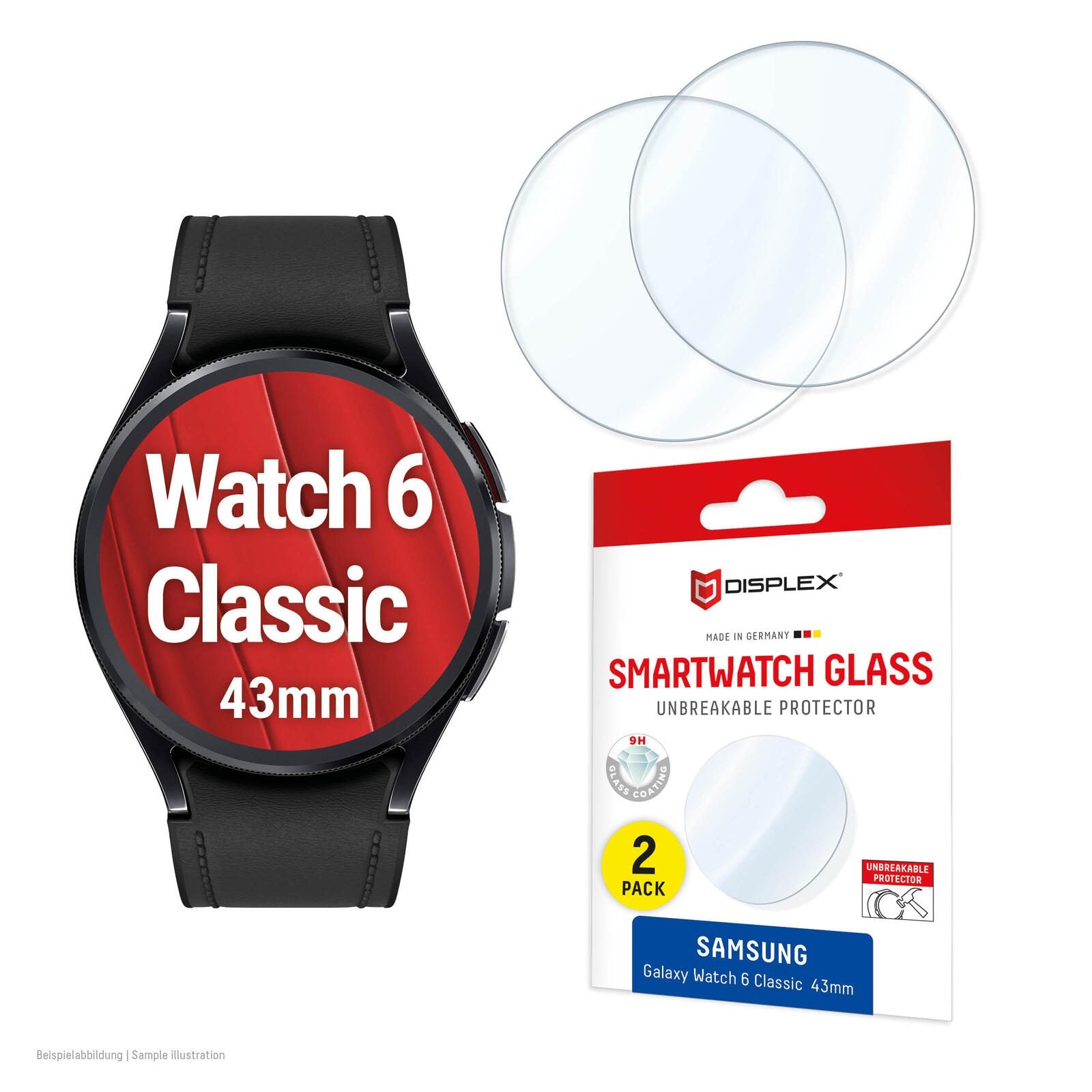 DISPLEX Unzerbrechliches Smartwatch Glass für Samsung Galaxy Watch 6 Classic (43mm)