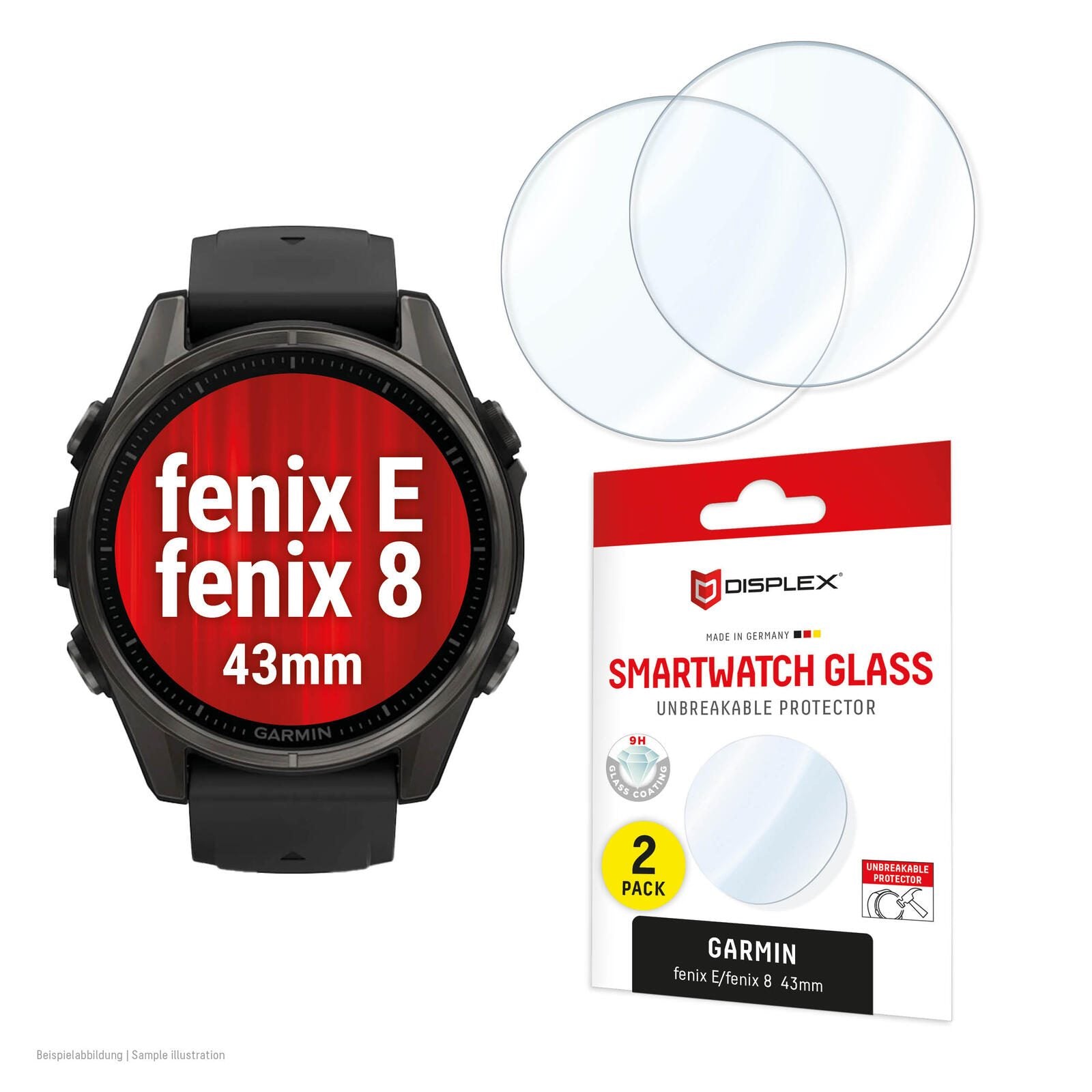 DISPLEX Unzerbrechliches Smartwatch Glass für Garmin fenix E/fenix 8 (43mm)