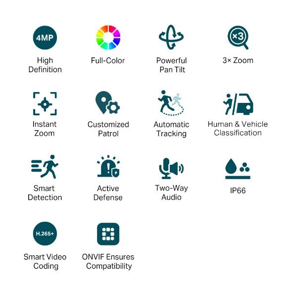 TP-Link VIGI C540V Netzwerk-Überwachungskamera für den Außenbereich mit 4 mm - 12 mm Objektiv