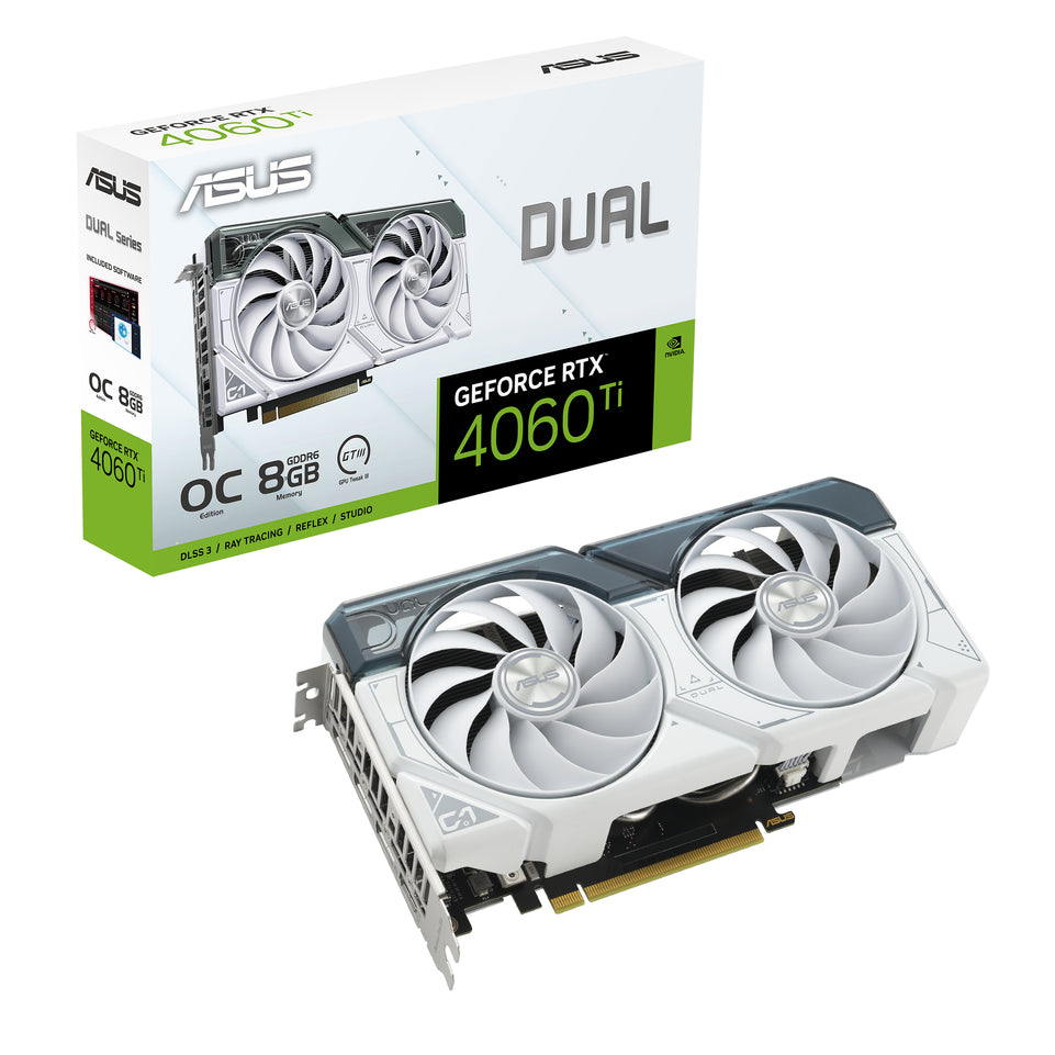 ASUS  DUAL-RTX4060TI-O8G-WHITE 8GB GDDR6 HDMI DP