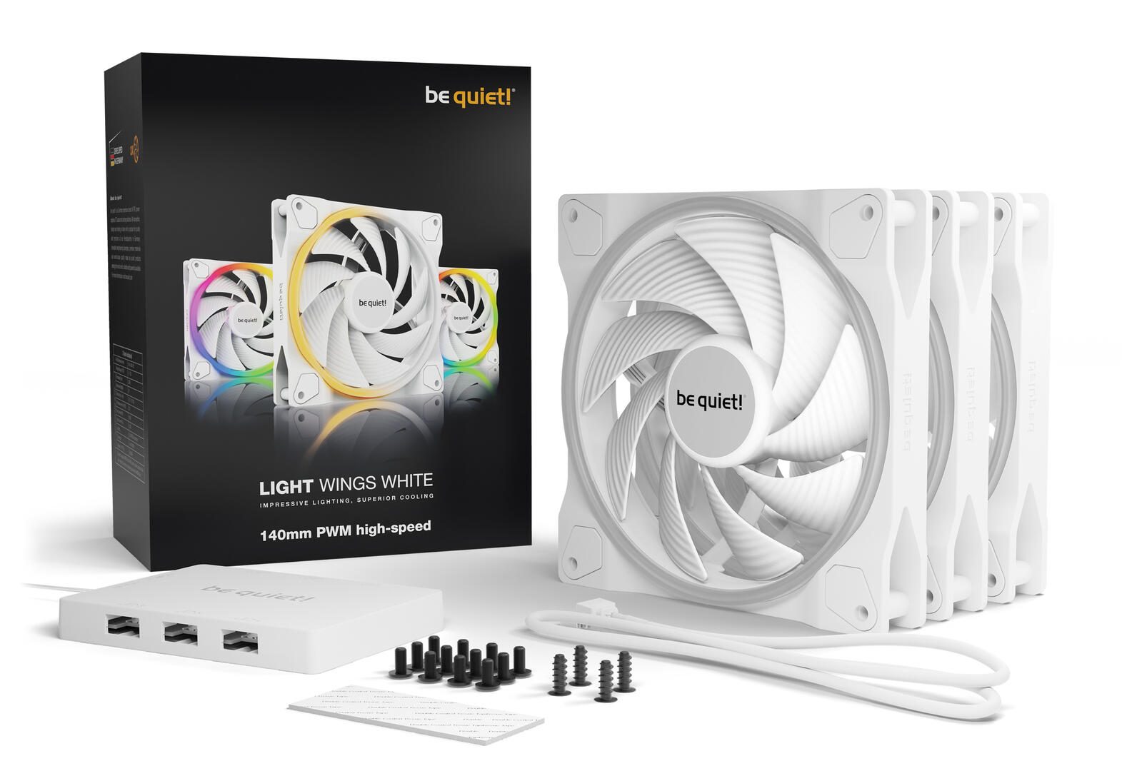 be quiet Lüfter Light Wings White Triple Pack 140mm PWM High-Speed weiß