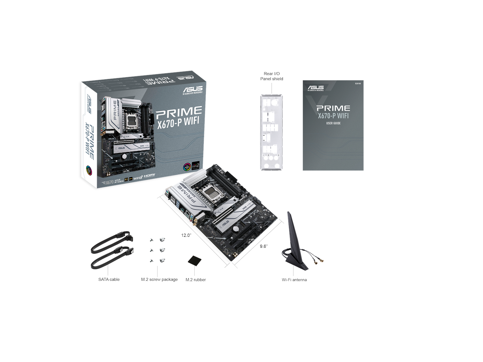 ASUS PRIME X670-P WIFI Mainboard - AMD X670 - AMD AM5 socket - DDR5 RAM - ATX