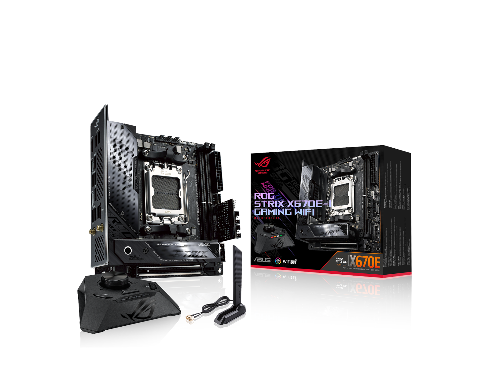 ASUS ROG STRIX X670E-I GAMING WIFI Mainboard - AMD X670E - AMD AM5 socket - DDR5 RAM - Mini-ITX