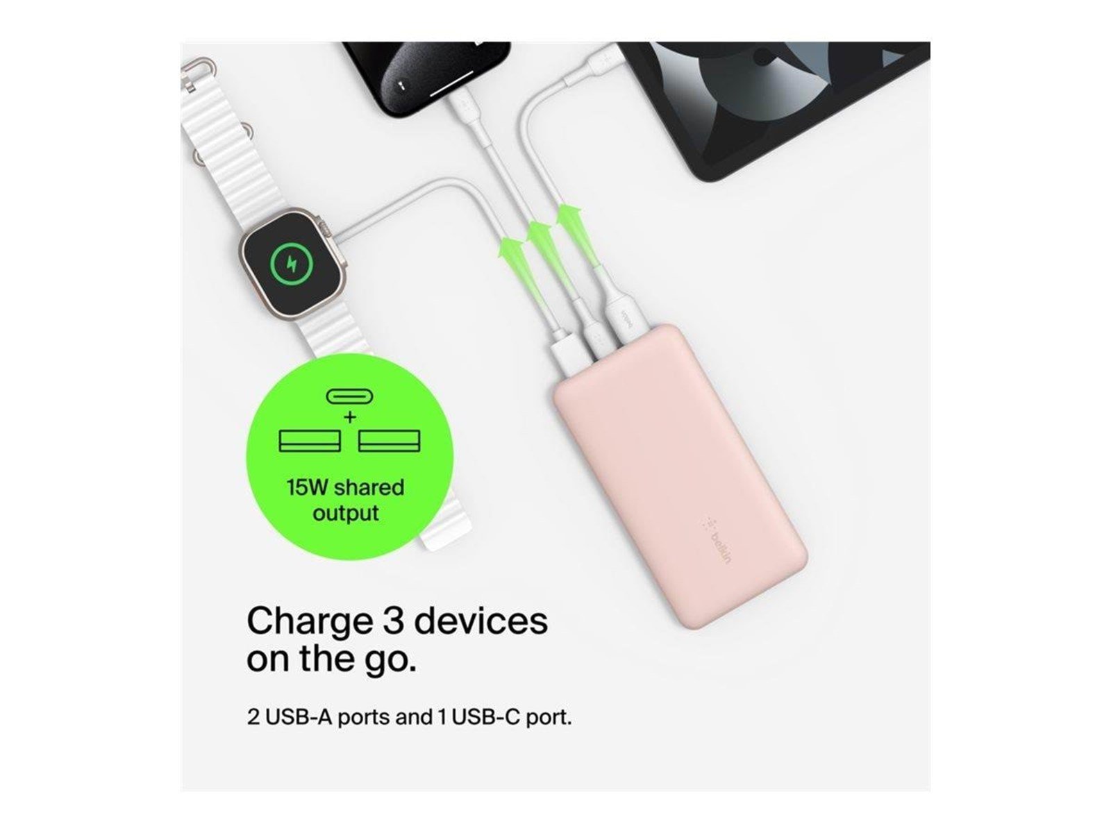 Belkin 10K Power Bank w/USB-C 15W - Rose Gold Powerbank (Akku) - 10000 mAh