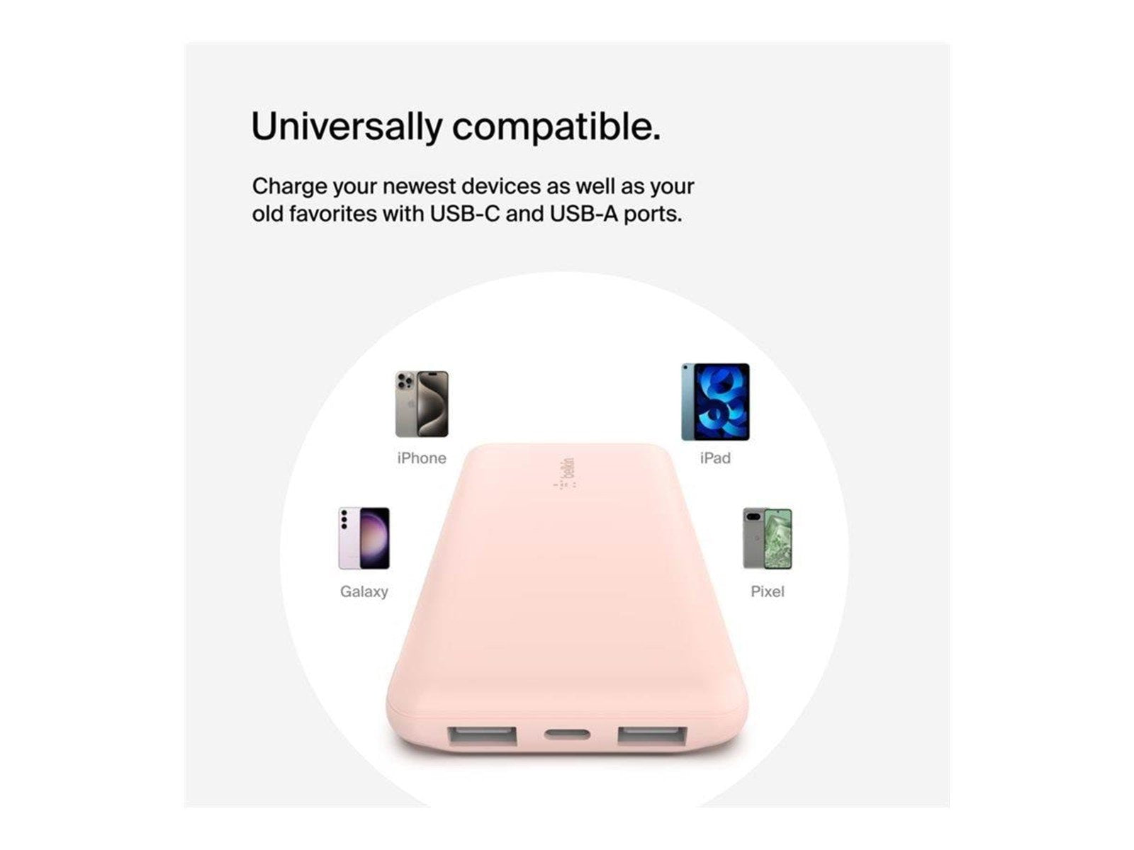 Belkin 10K Power Bank w/USB-C 15W - Rose Gold Powerbank (Akku) - 10000 mAh