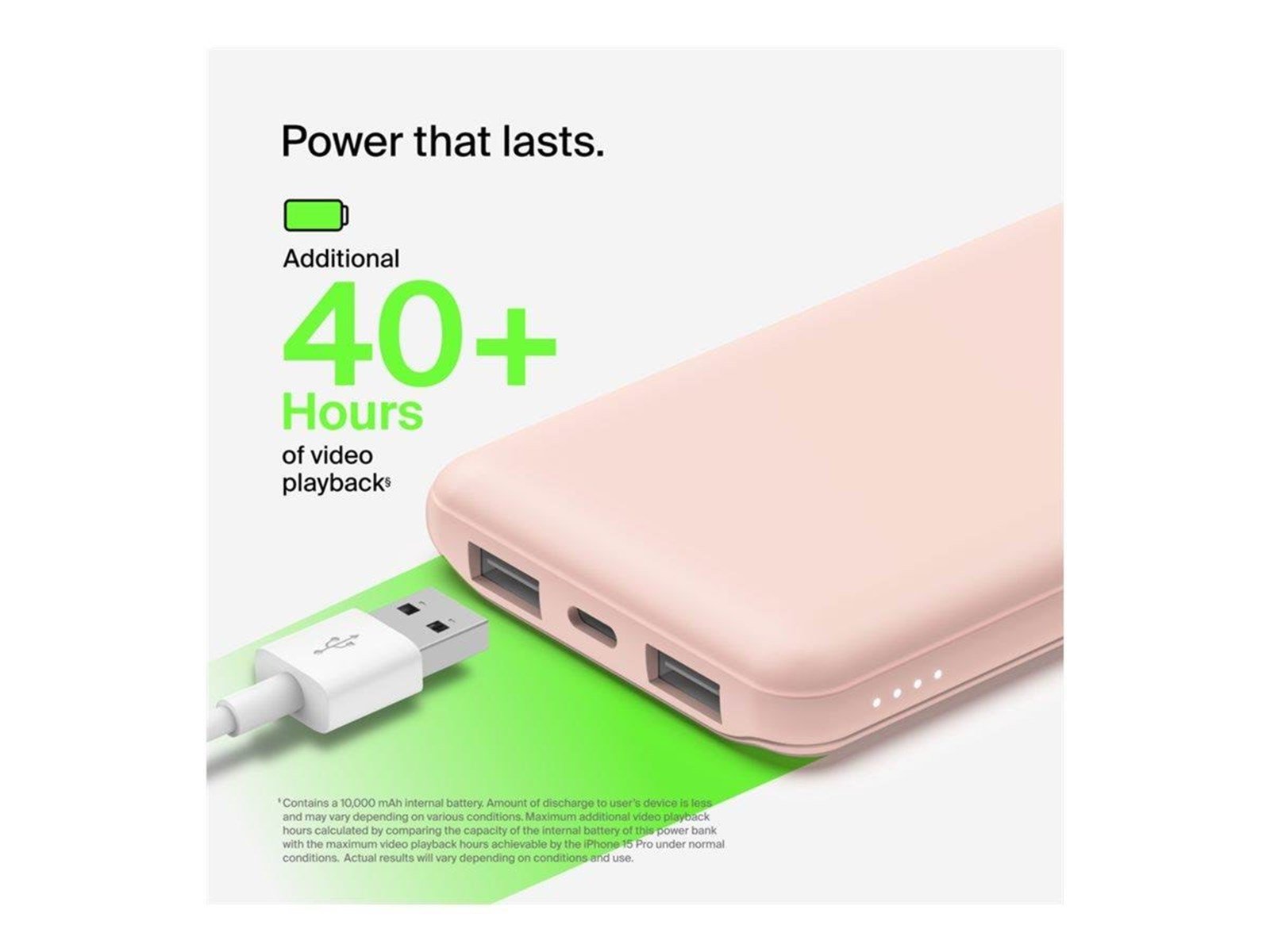 Belkin 10K Power Bank w/USB-C 15W - Rose Gold Powerbank (Akku) - 10000 mAh