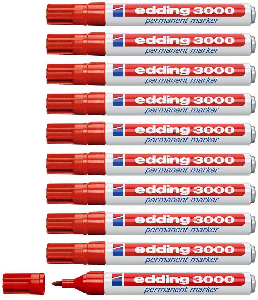 edding 3000 Permanentmarker 1,5 - 3,0 mm - rot - 10 Stück