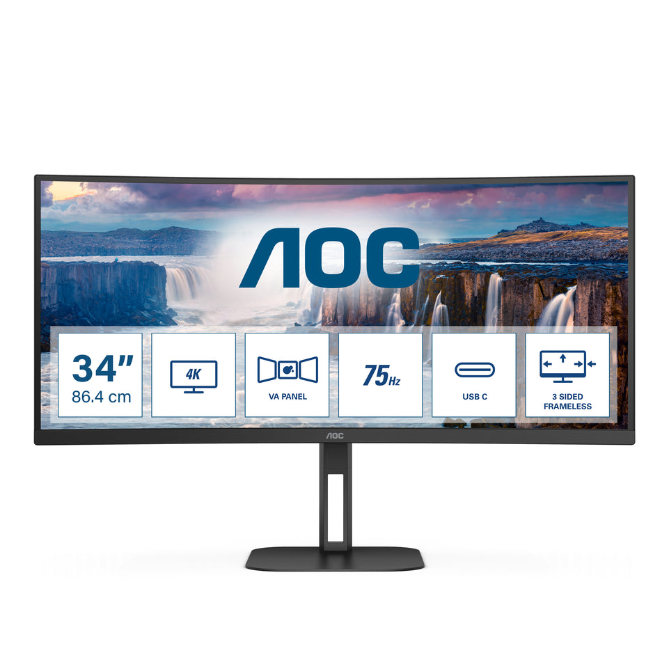 AOC 86,0cm (34")  CU34V5C/BK 21:09  HDMI+DP+USB-C Curved retail