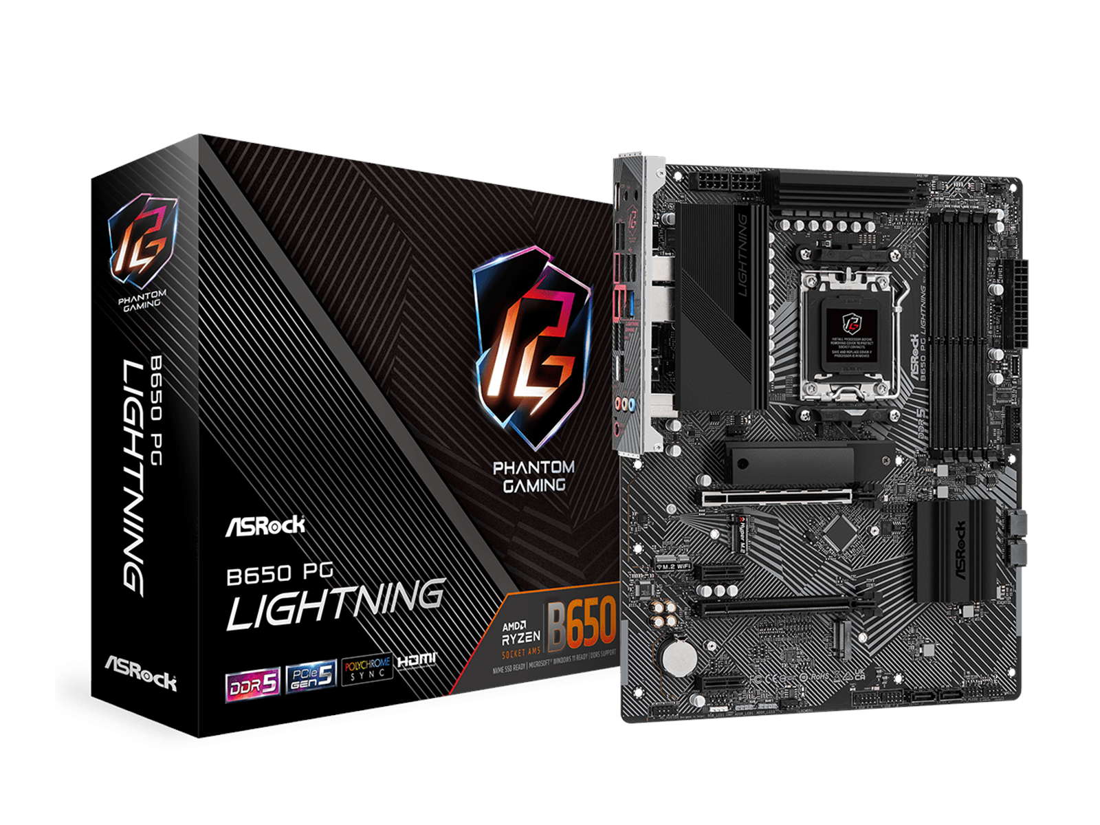 ASRock B650 PG Lightning Mainboard - AMD B650 - AMD AM5 socket - DDR5 RAM - ATX