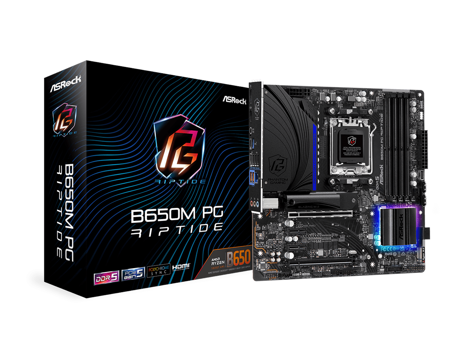 ASRock B650M PG Riptide Mainboard - AMD B650 - AMD AM5 socket - DDR5 RAM - Micro-ATX