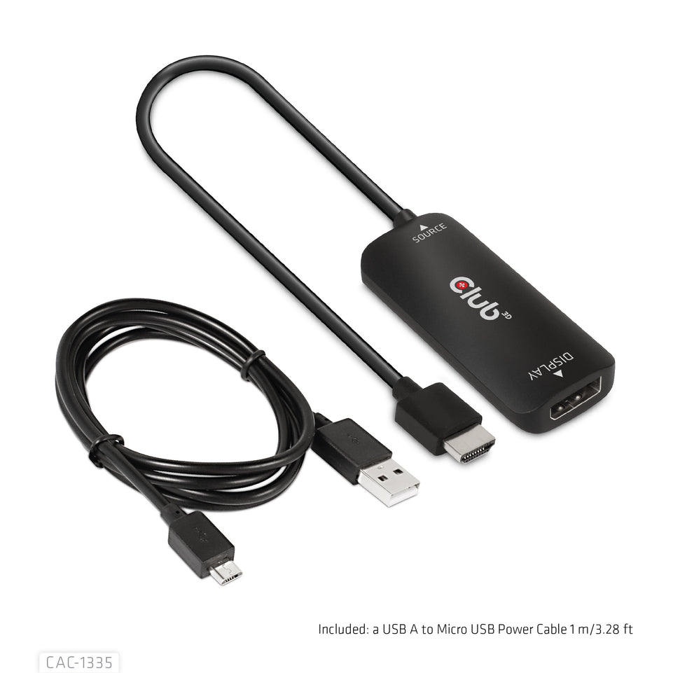 Club3D Adapter HDMI + MicroUSB > DP    4K120Hz aktiv St/Bu retai