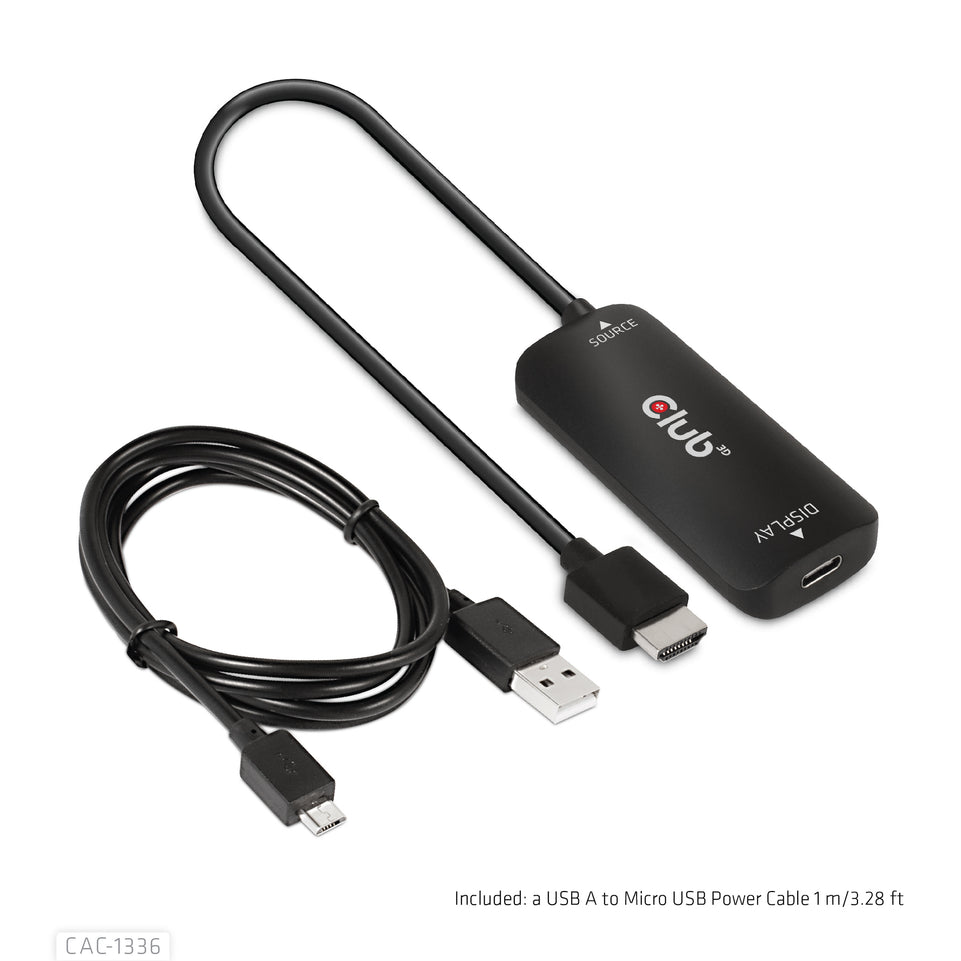 Club3D Adapter HDMI + MicroUSB > USB-C 4K120Hz aktiv St/Bu retai