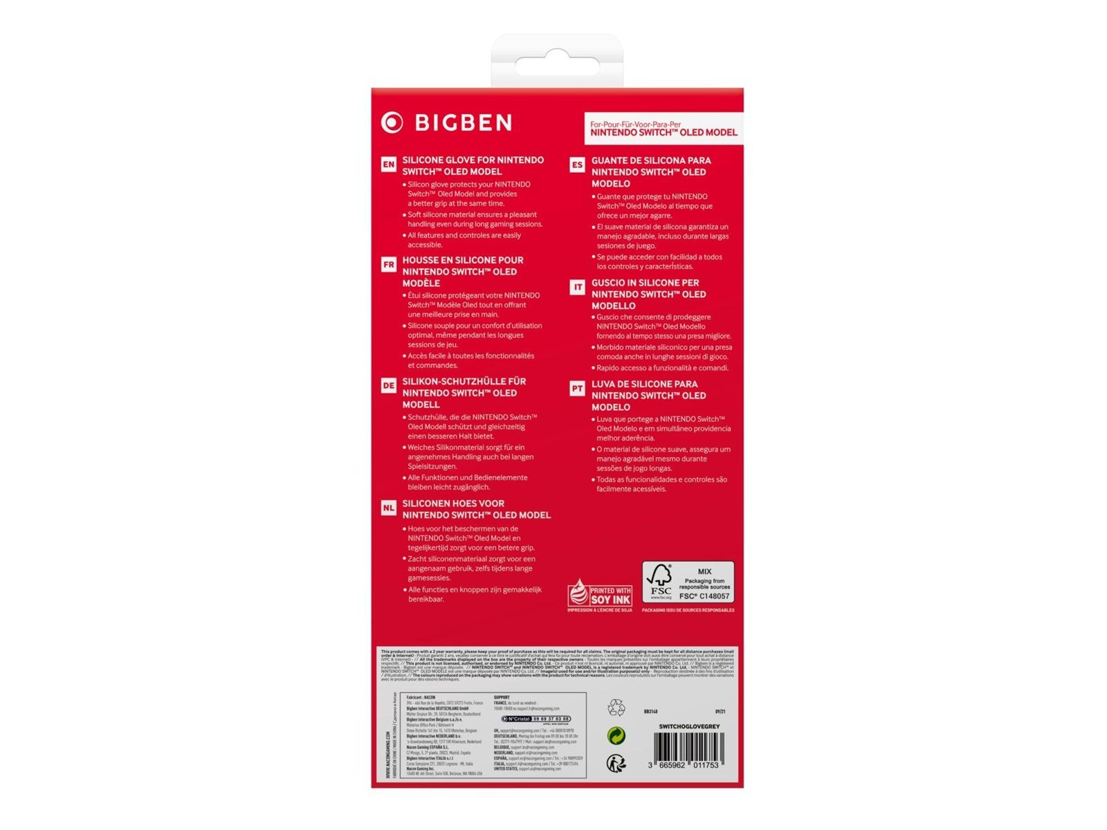 BigBen Interactive Silicon Glove (Nintendo Switch OLED) - Grey - Miscellaneous Zubehör für Spielkonsole - Nintendo Switch OLED