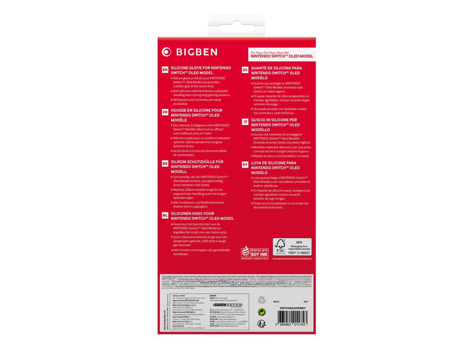 BigBen Interactive Silicon Glove (Nintendo Switch OLED) - Grey - Miscellaneous Zubehör für Spielkonsole - Nintendo Switch OLED