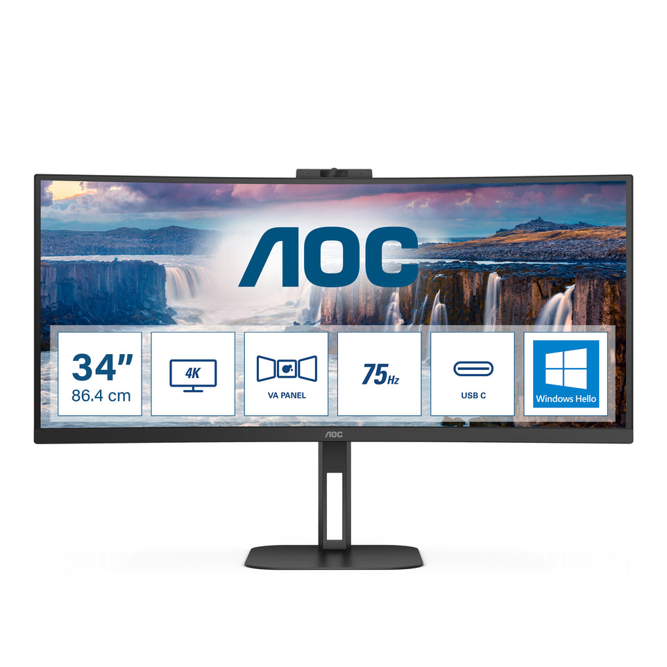 AOC 86,0cm (34")  CU34V5CW/BK  21:09  HDMI+DP+USB-C Cur.WebC ret