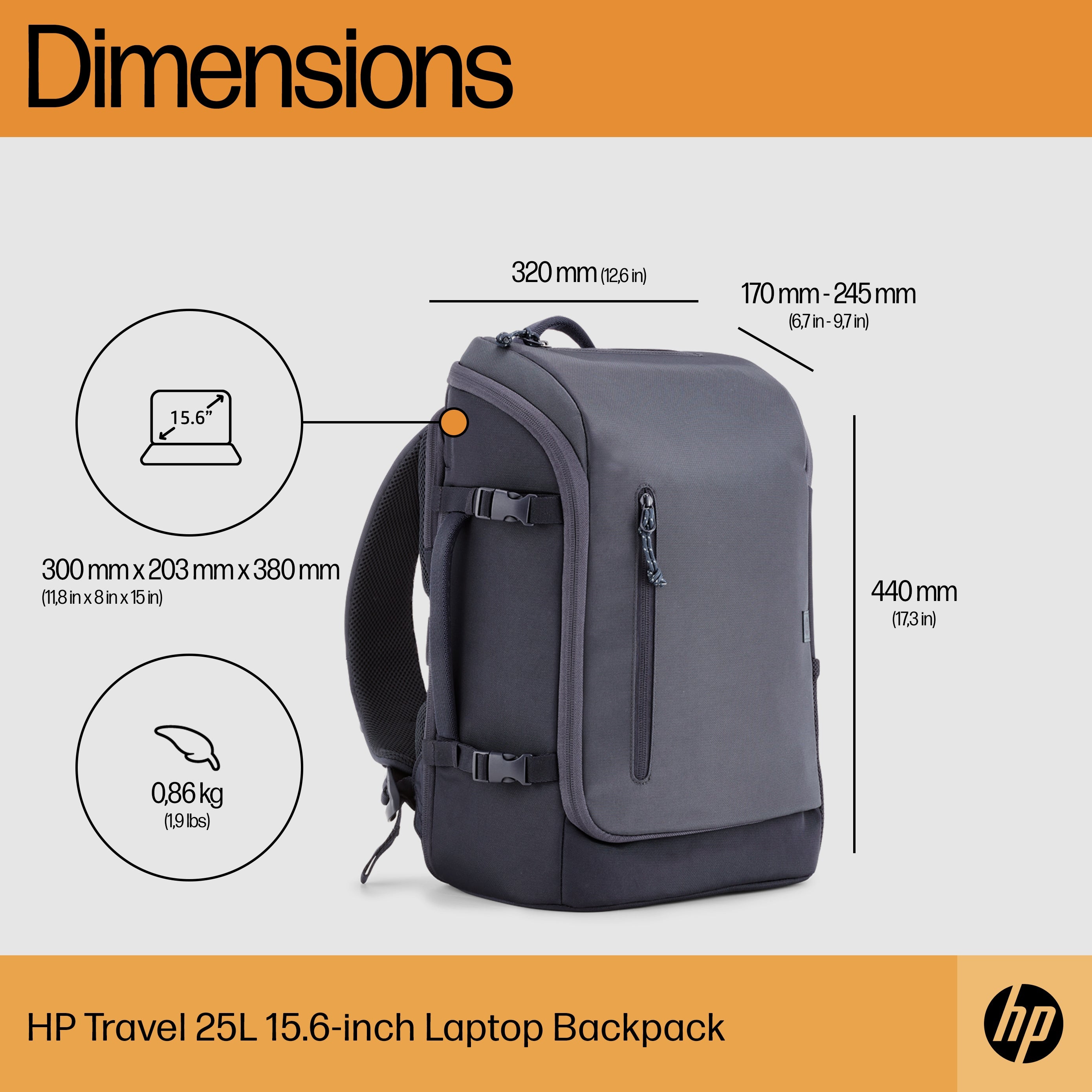 HP Travel - Notebook-Rucksack - 39,6 cm - bis zu 15,6