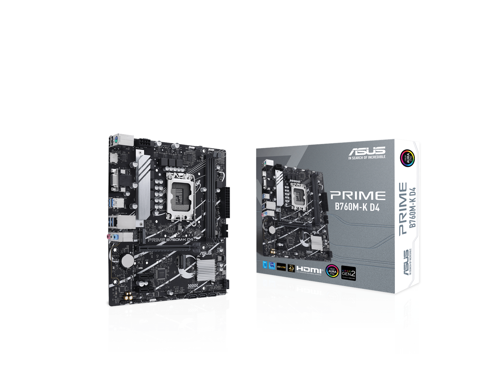 ASUS PRIME B760M-K D4 Mainboard - Intel B760 - Intel LGA1700 socket - DDR4 RAM - Micro-ATX