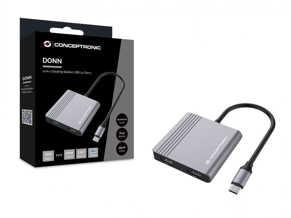 CONCEPTRONIC Dock USB-C->2xHDMI,1xUSB3.0,100WPD     0.25m gr