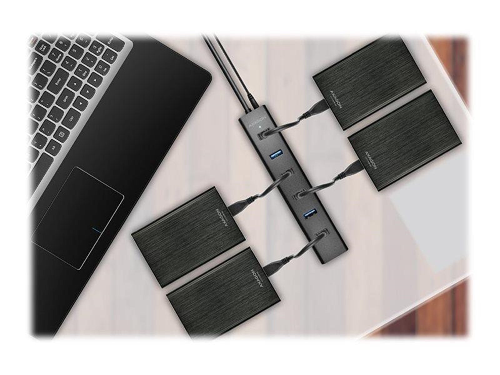 AXAGON HUE-SA7BP - hub - 7 ports USB-Hubs - USB 3.2 - 7 - Schwarz