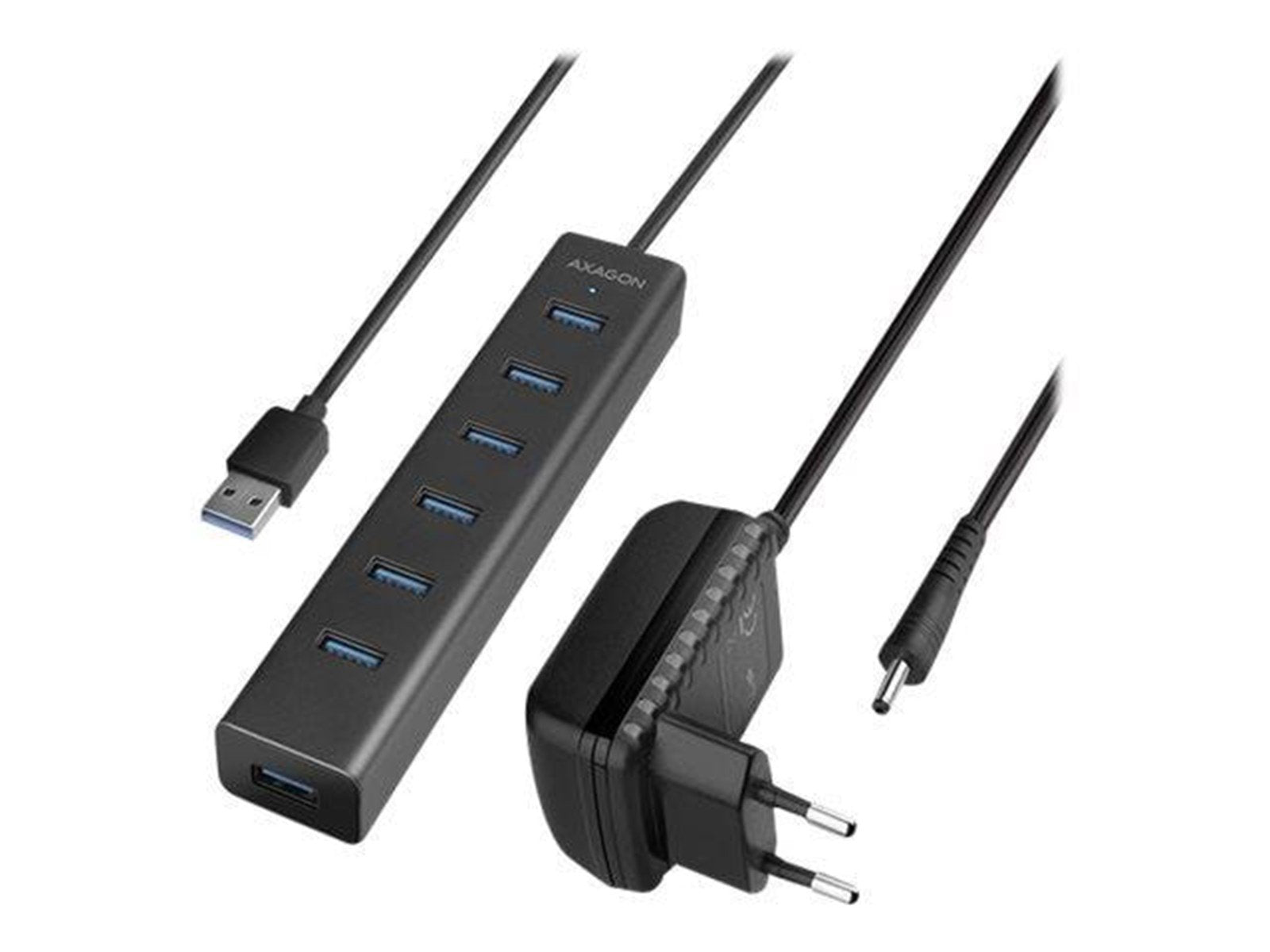 AXAGON HUE-SA7BP - hub - 7 ports USB-Hubs - USB 3.2 - 7 - Schwarz