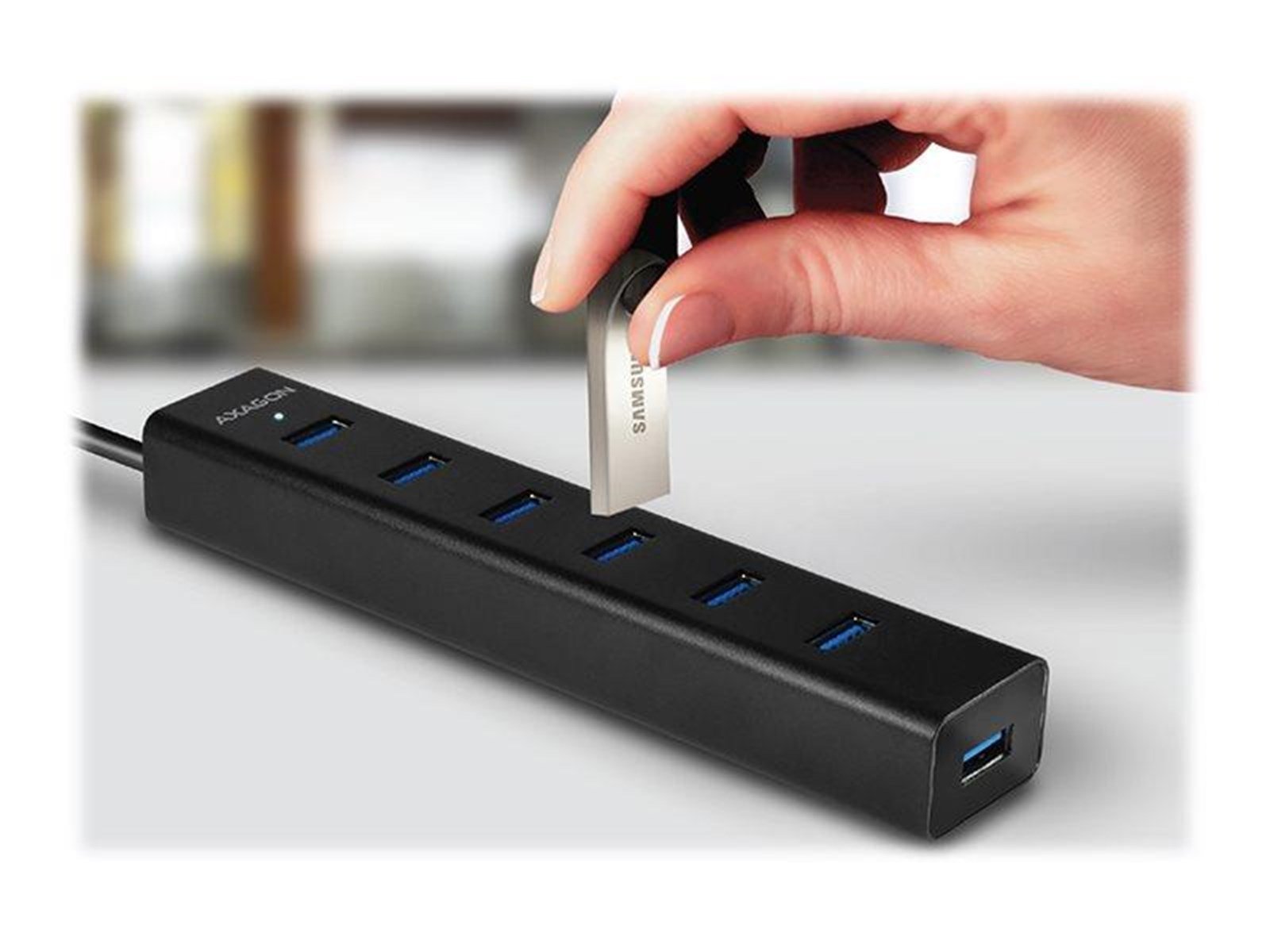 AXAGON HUE-SA7BP - hub - 7 ports USB-Hubs - USB 3.2 - 7 - Schwarz