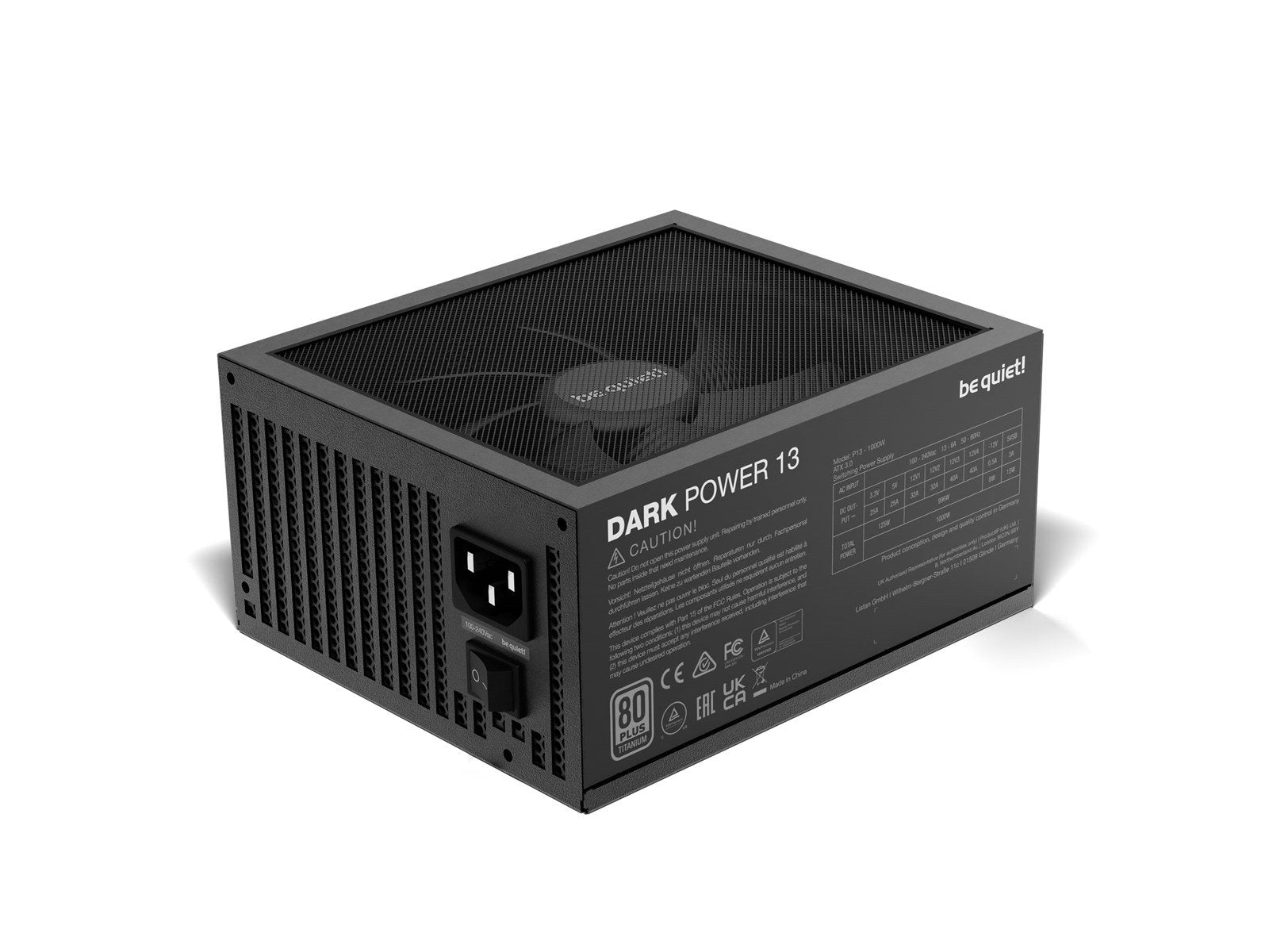 be quiet! Dark Power 13 ATX 3.0 - 1000W Netzteile - 1000 Watt - 135 mm - ATX - 80 Plus Titanium (bis zu 90% effektiv)