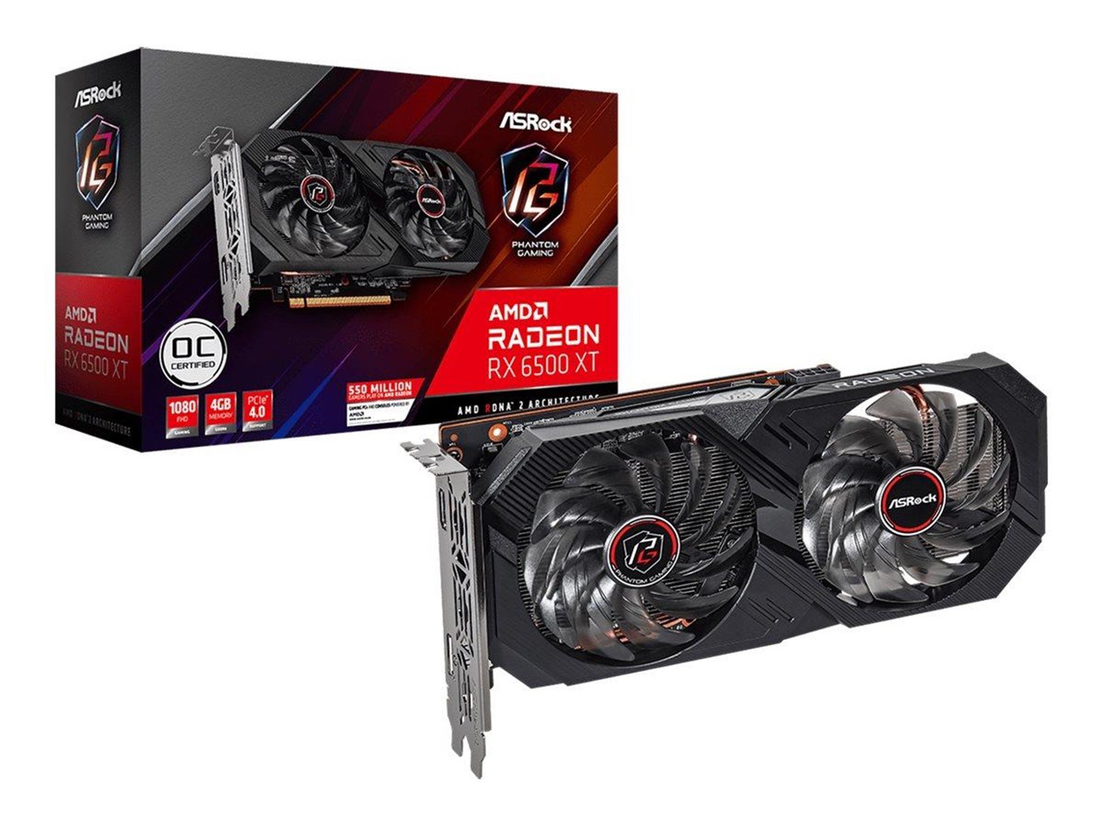 ASRock Radeon RX 6500 XT Phantom Gaming D OC - 4GB GDDR6 RAM - Grafikkarte