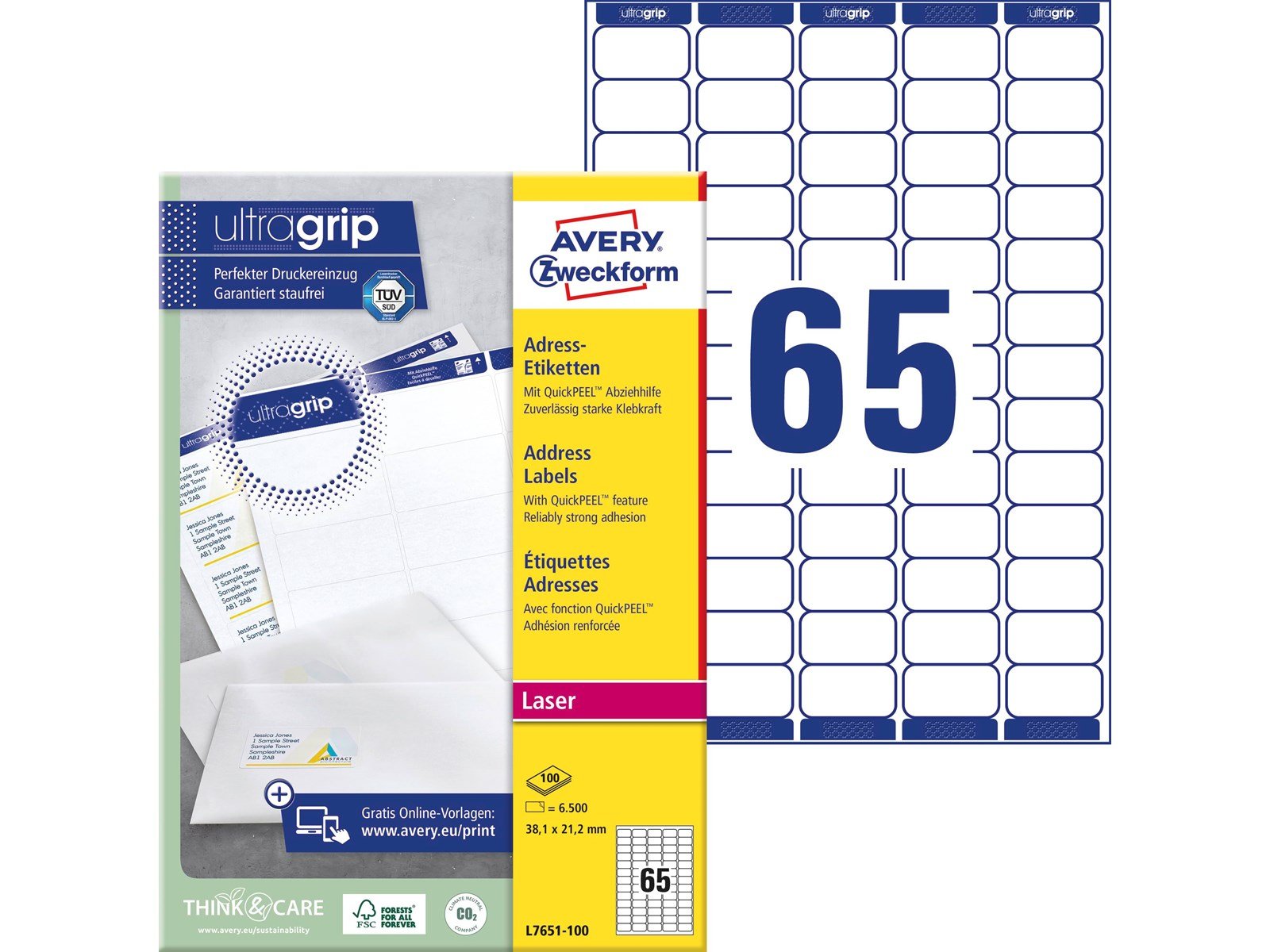 Avery Mini labels white (UltraGrip)