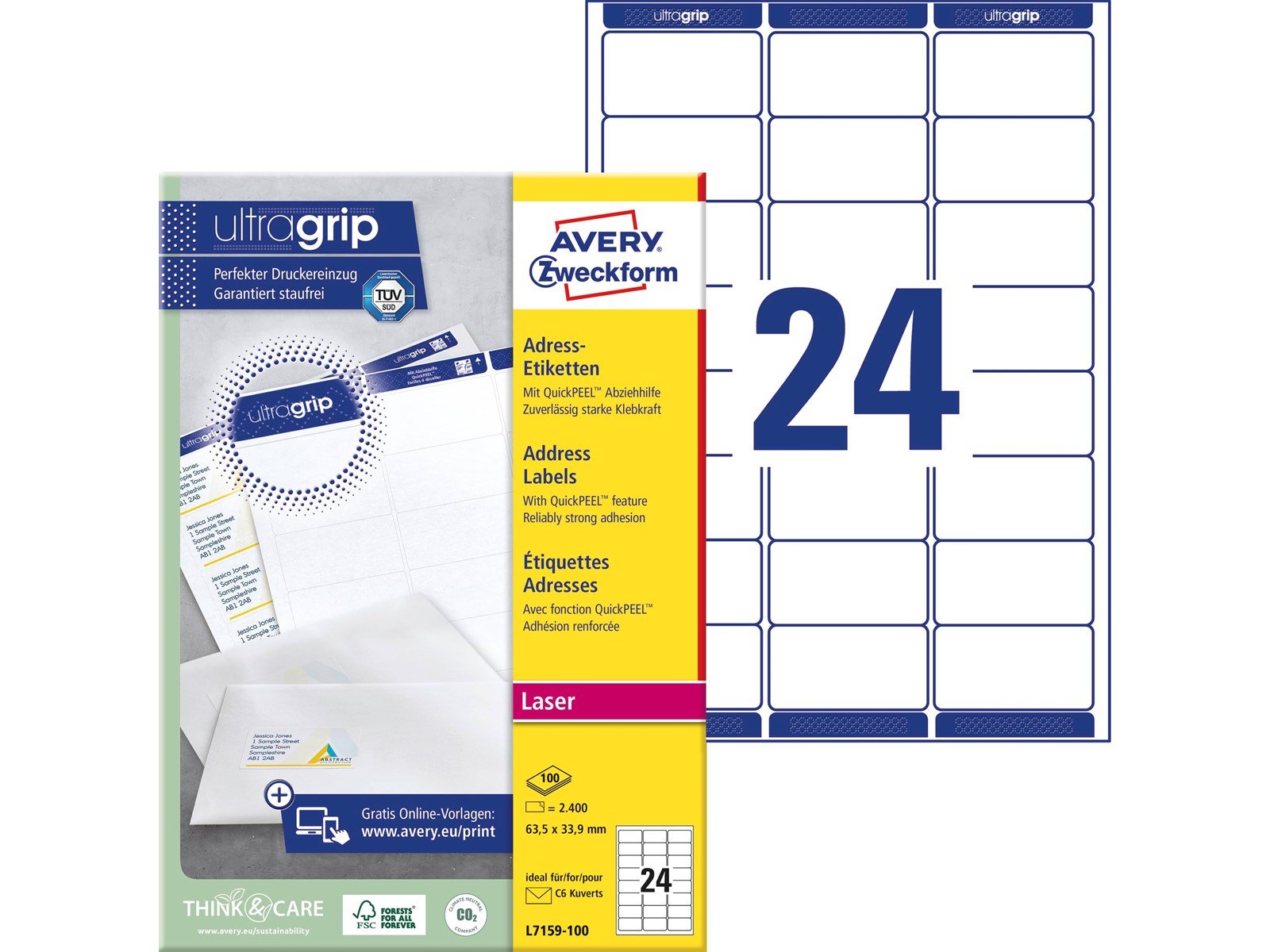 Avery Addressing labels small envelopes (UltraGrip)