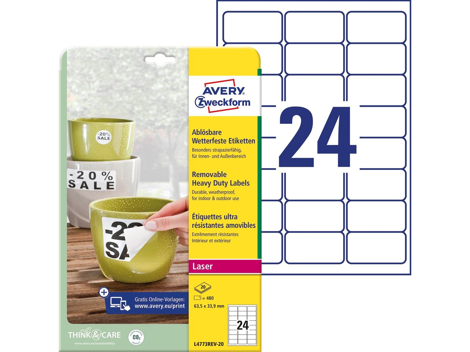 Avery Heavy duty labels removable white suitable for in- and outdoor use (-20oC to +80oC)