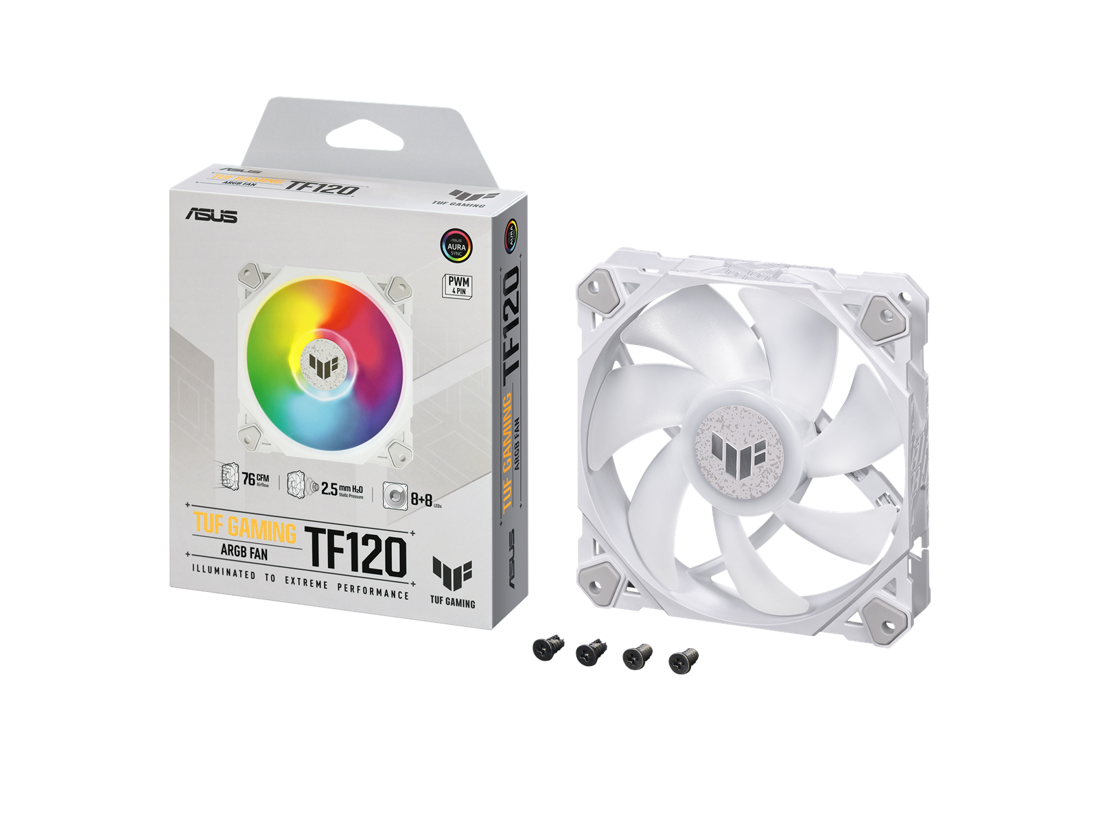 ASUS TUF GAMING TF120 White ARGB - Gehäuselüfter - 120mm - Weiß mit RGB-Beleuchtung - 29 dBA