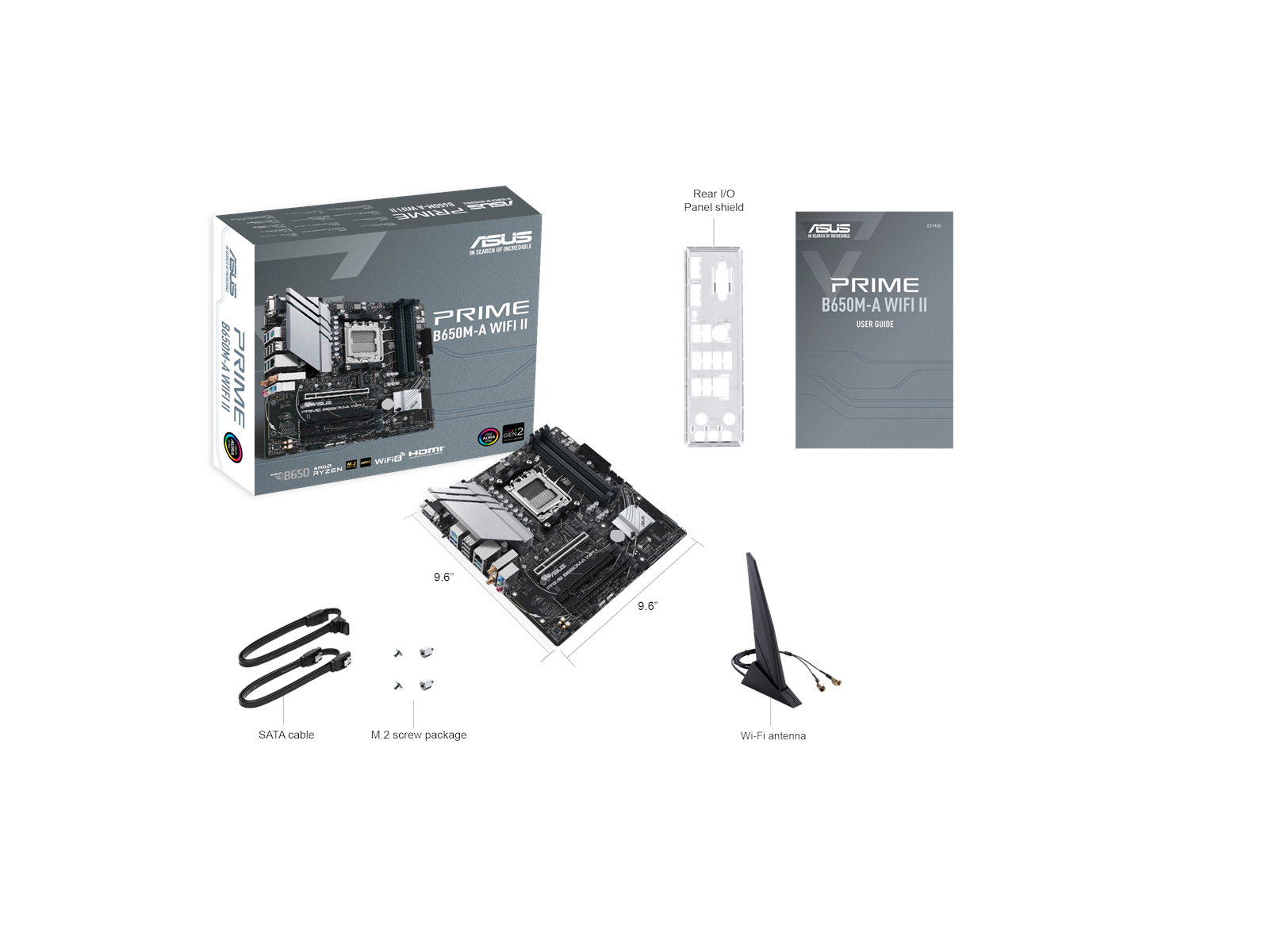 ASUS PRIME B650M-A WIFI II Mainboard - AMD B650 - AMD AM5 socket - DDR5 RAM - Micro-ATX