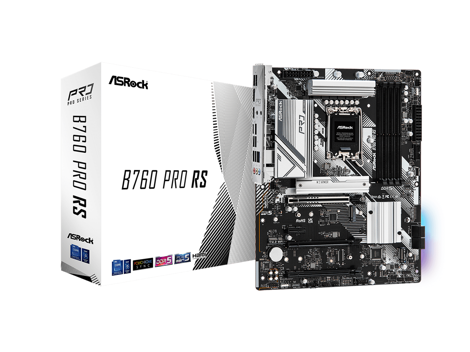 ASRock B760 PRO RS Mainboard - Intel B760 - Intel LGA1700 socket - DDR5 RAM - ATX