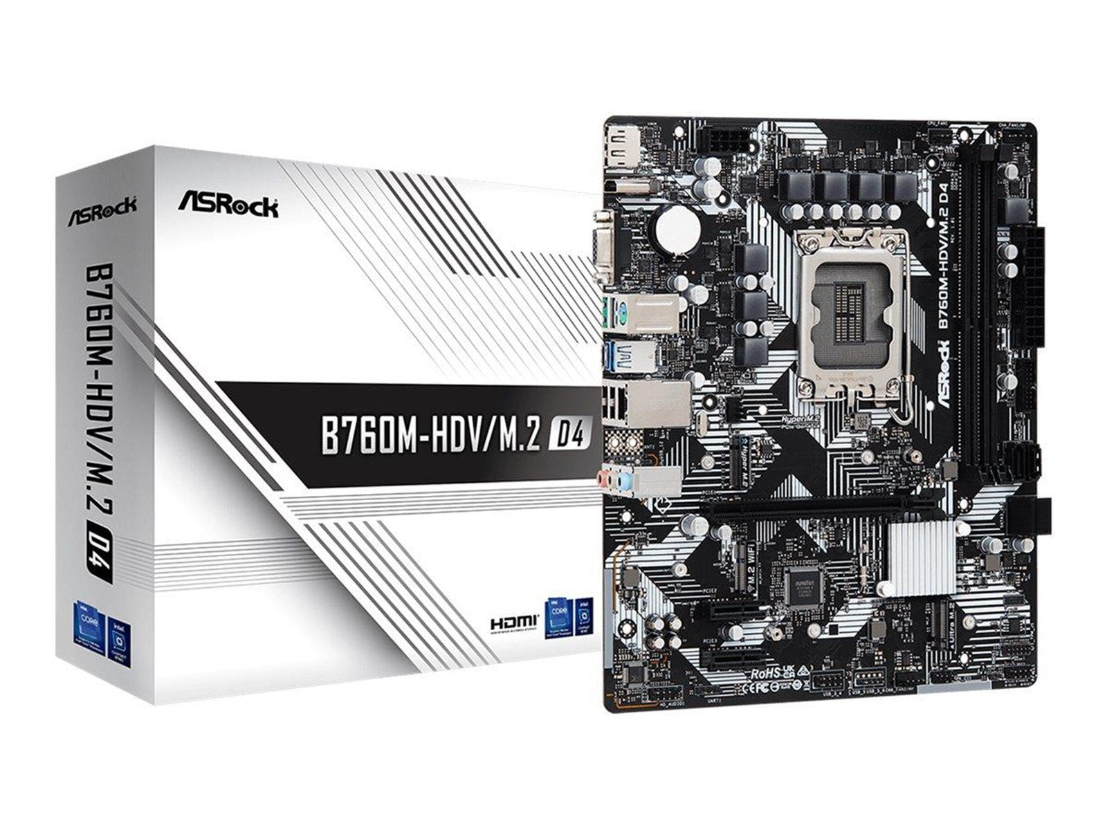 ASRock B760M-HDV/M.2 D4 Mainboard - Intel B760 - Intel LGA1700 socket - DDR4 RAM - Micro-ATX