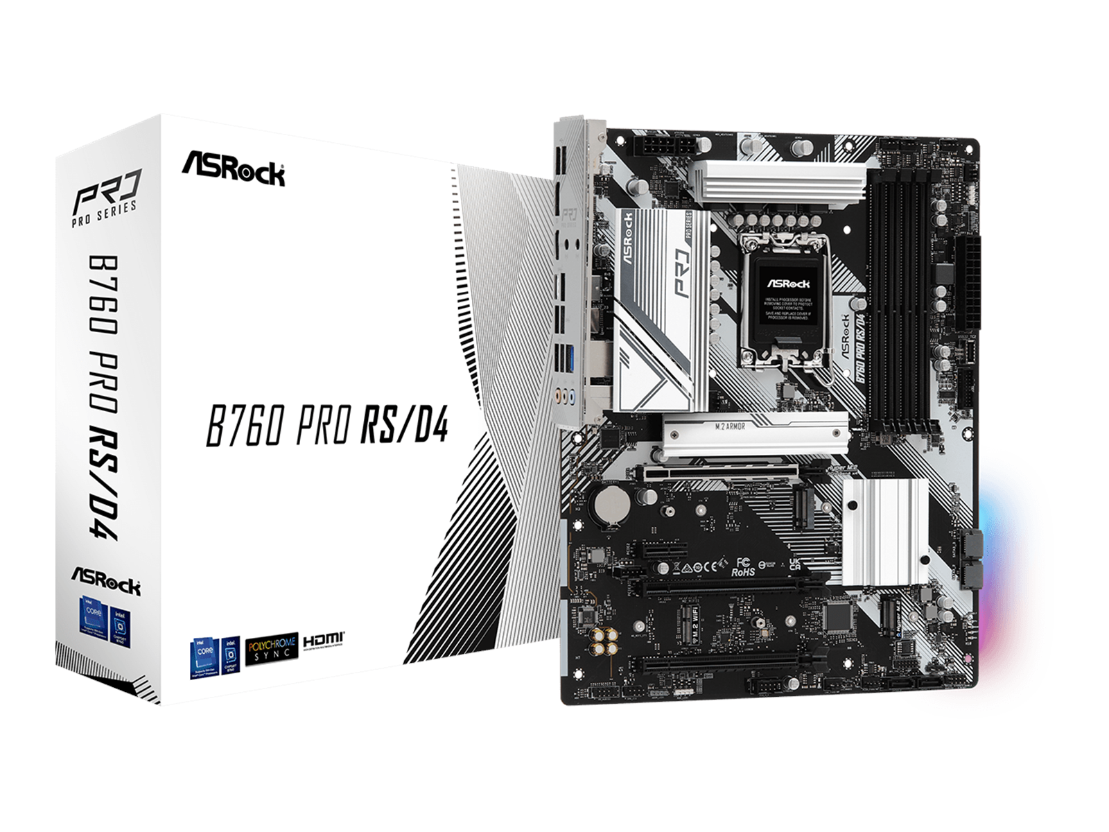 ASRock B760 PRO RS/D4 Mainboard - Intel B760 - Intel LGA1700 socket - DDR4 RAM - ATX