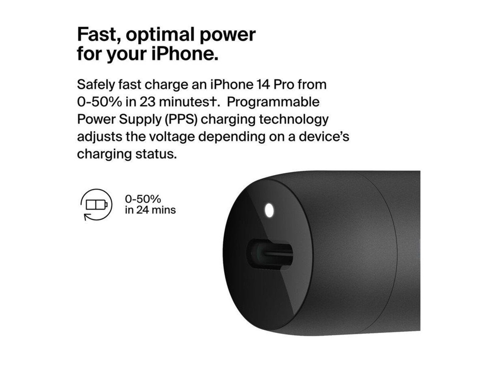 Belkin BoostCharge 30W USB-C Car Charger + USB-C to Lightning cable