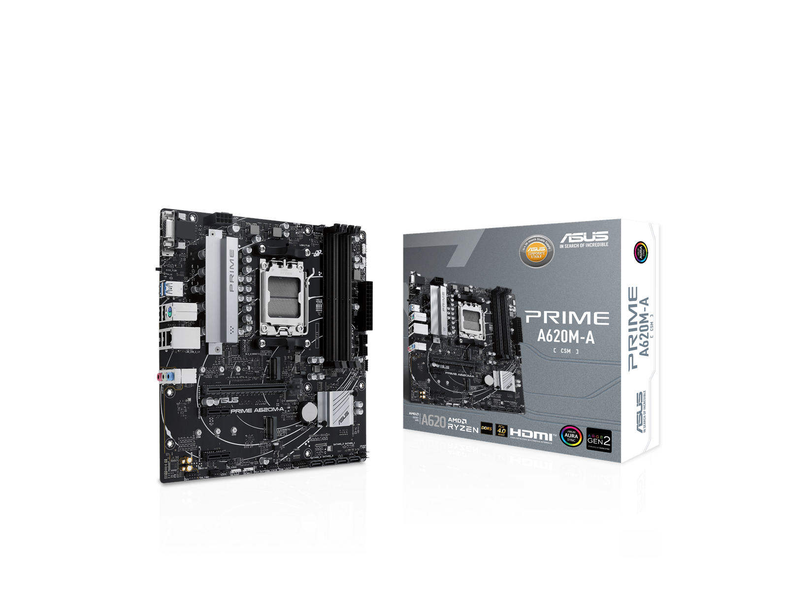 ASUS PRIME A620M-A-CSM Mainboard - AMD A620 - AMD AM5 socket - DDR5 RAM - Micro-ATX