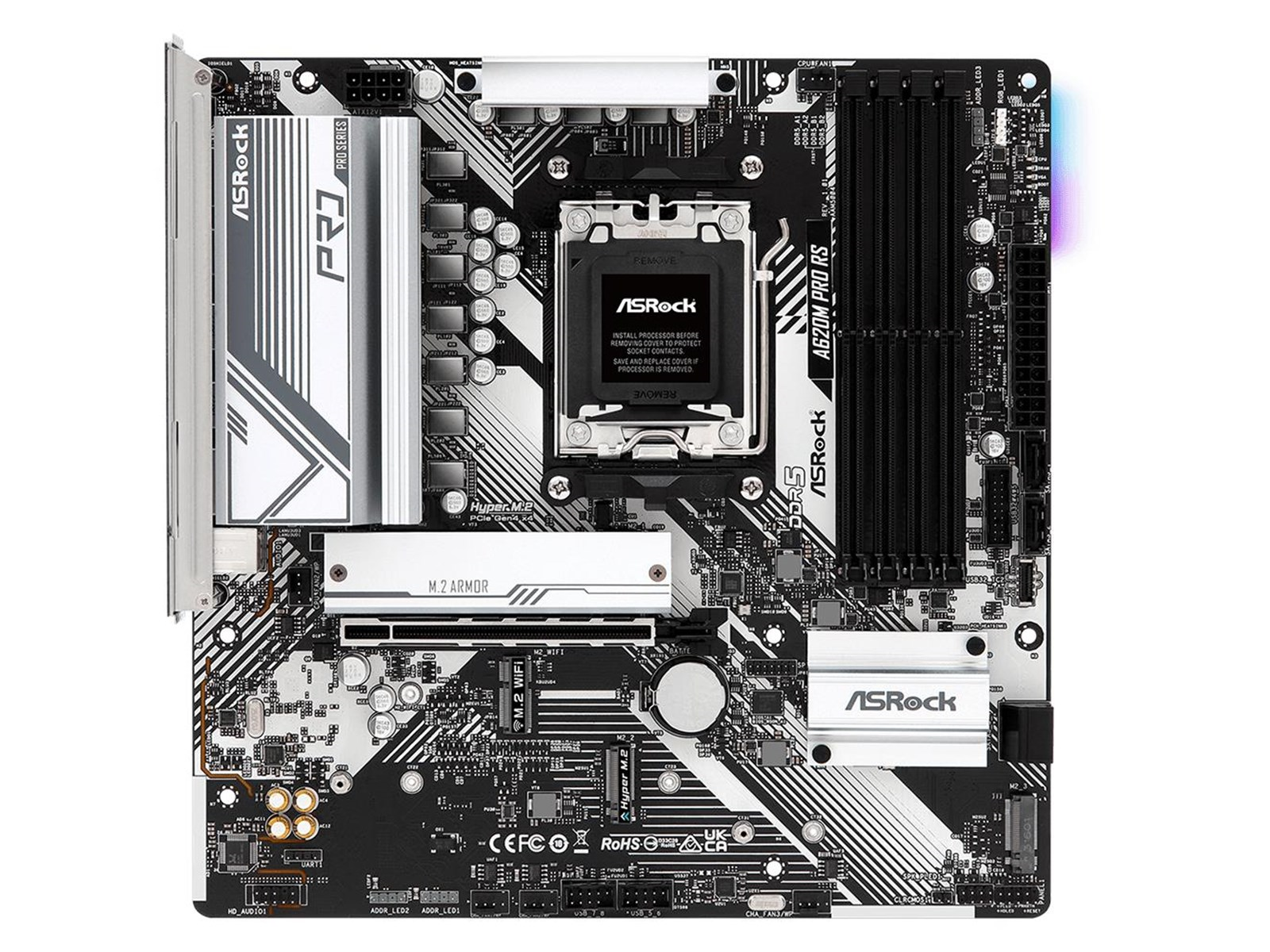 ASRock A620M PRO RS Mainboard - AMD A620 - AMD AM5 socket - DDR5 RAM - Micro-ATX