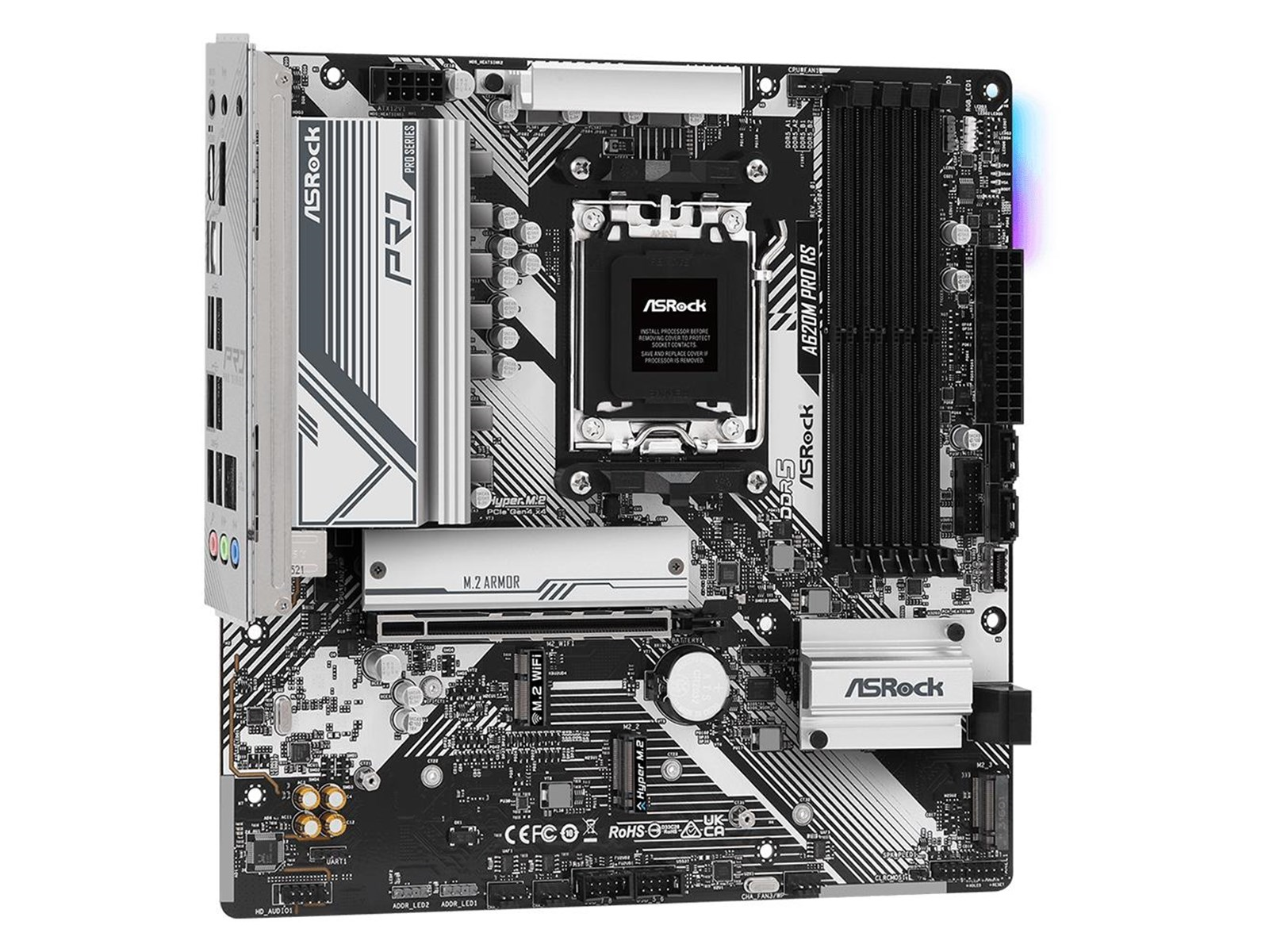 ASRock A620M PRO RS Mainboard - AMD A620 - AMD AM5 socket - DDR5 RAM - Micro-ATX