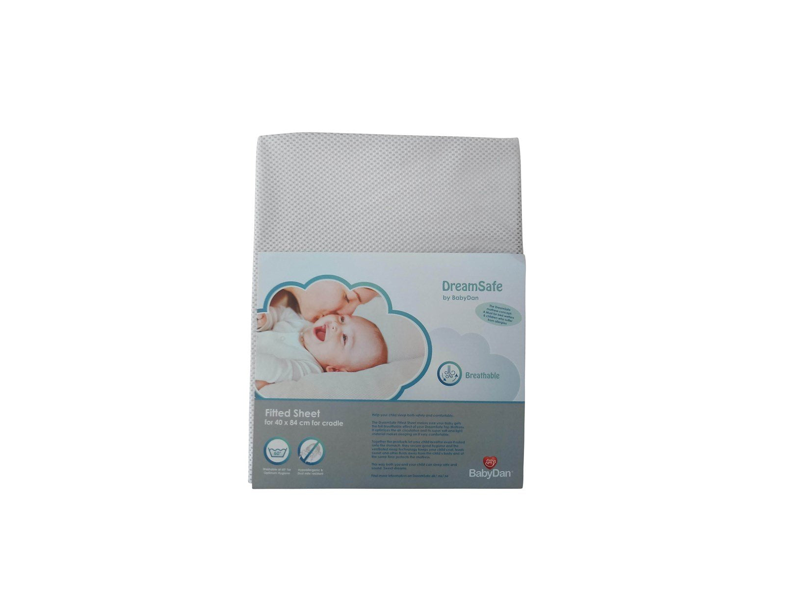 BabyDan DreamSafe Sheet for Cradle (40x84 cm) White