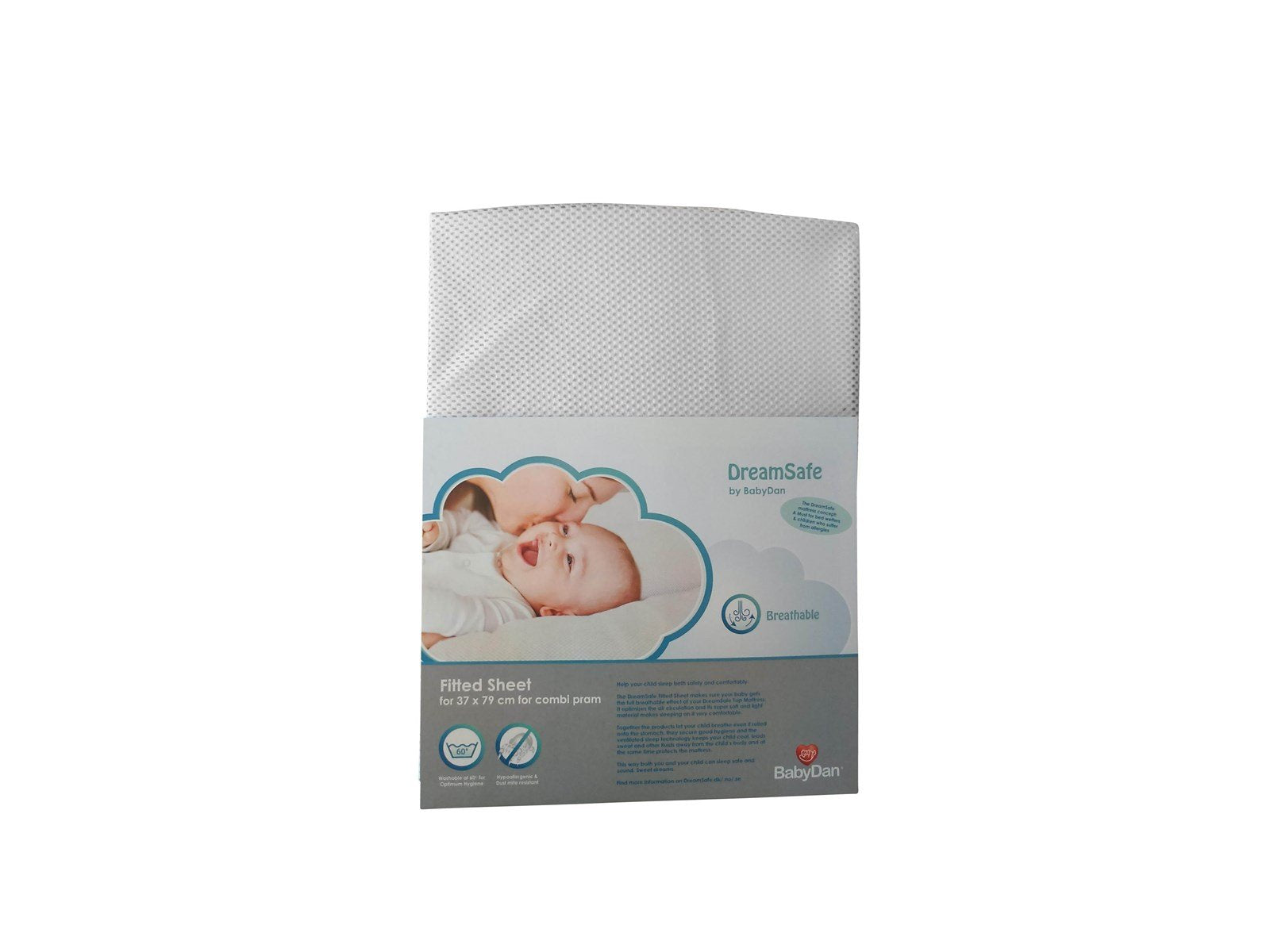 BabyDan DreamSafe Sheet for Combi Pram (37x79 cm) White