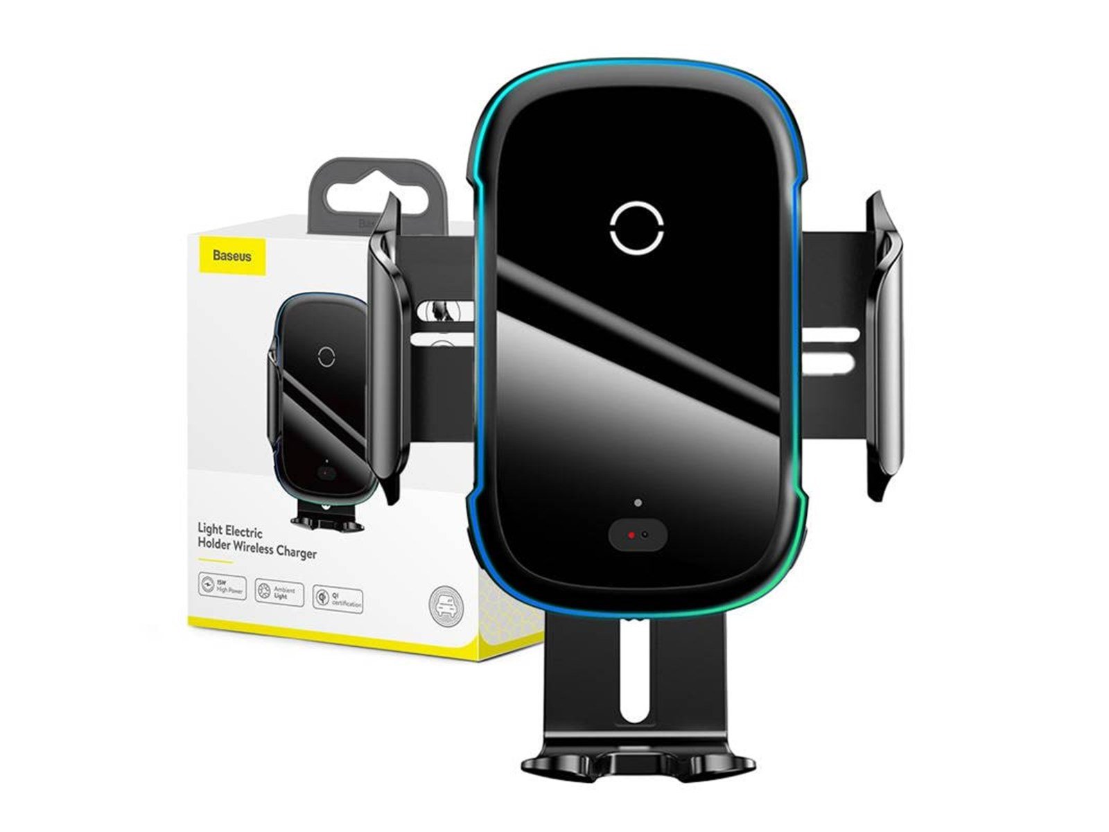 Baseus Light Electric Car Holder with Qi inductive charger - Black