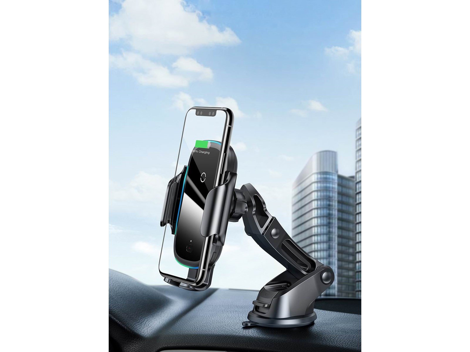Baseus Light Electric Car Holder with Qi inductive charger - Black