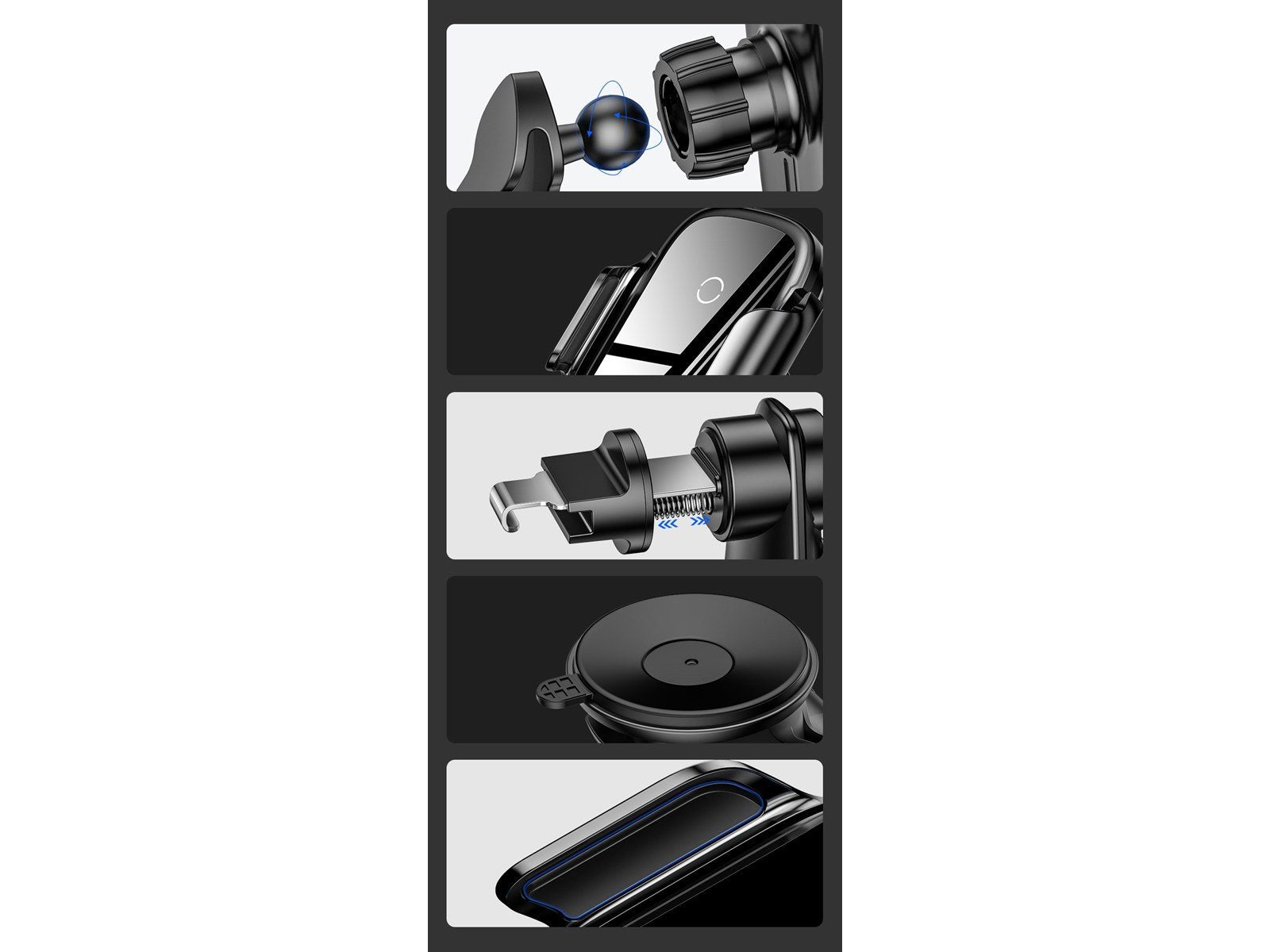 Baseus Light Electric Car Holder with Qi inductive charger - Black