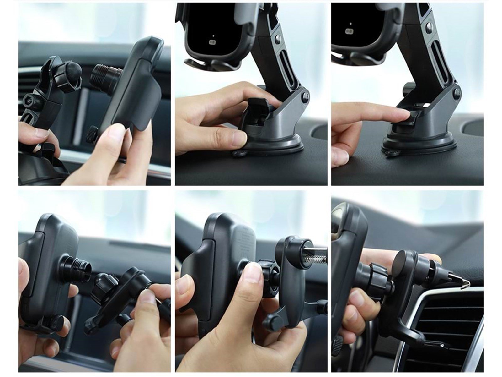 Baseus Light Electric Car Holder with Qi inductive charger - Black
