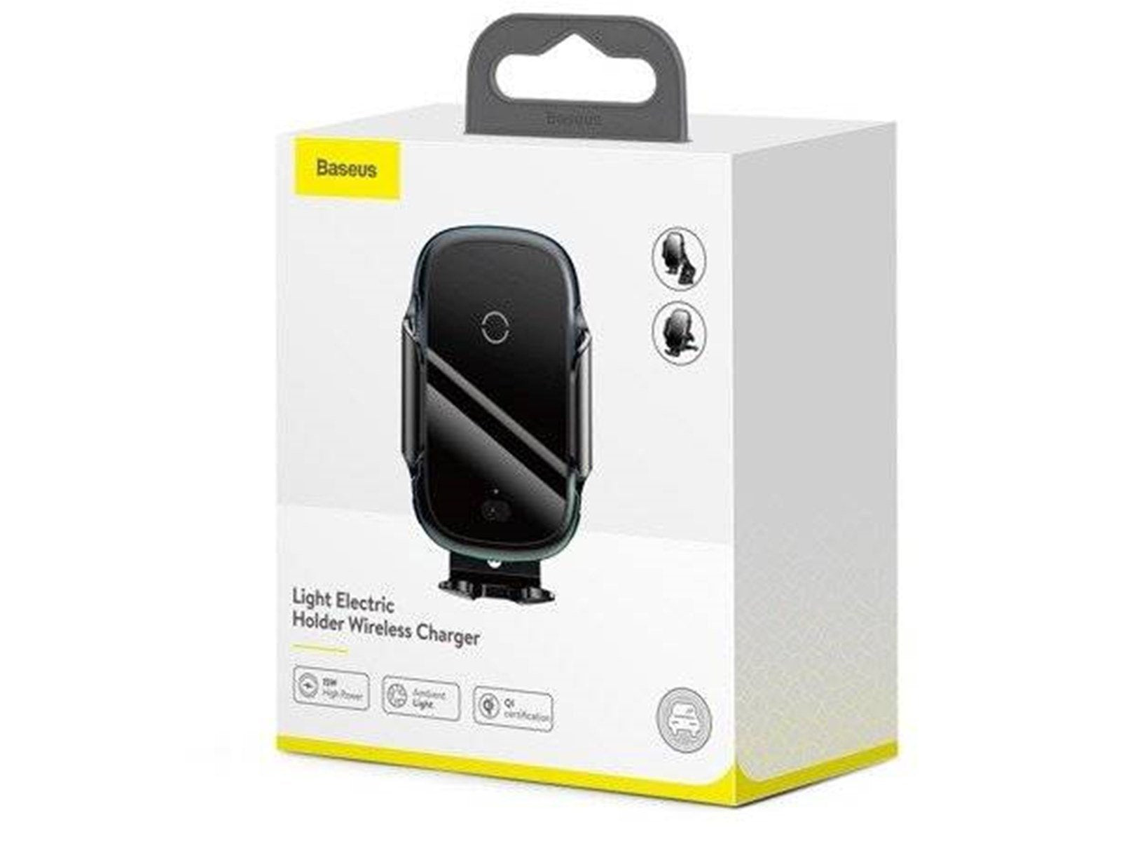 Baseus Light Electric Car Holder with Qi inductive charger - Black