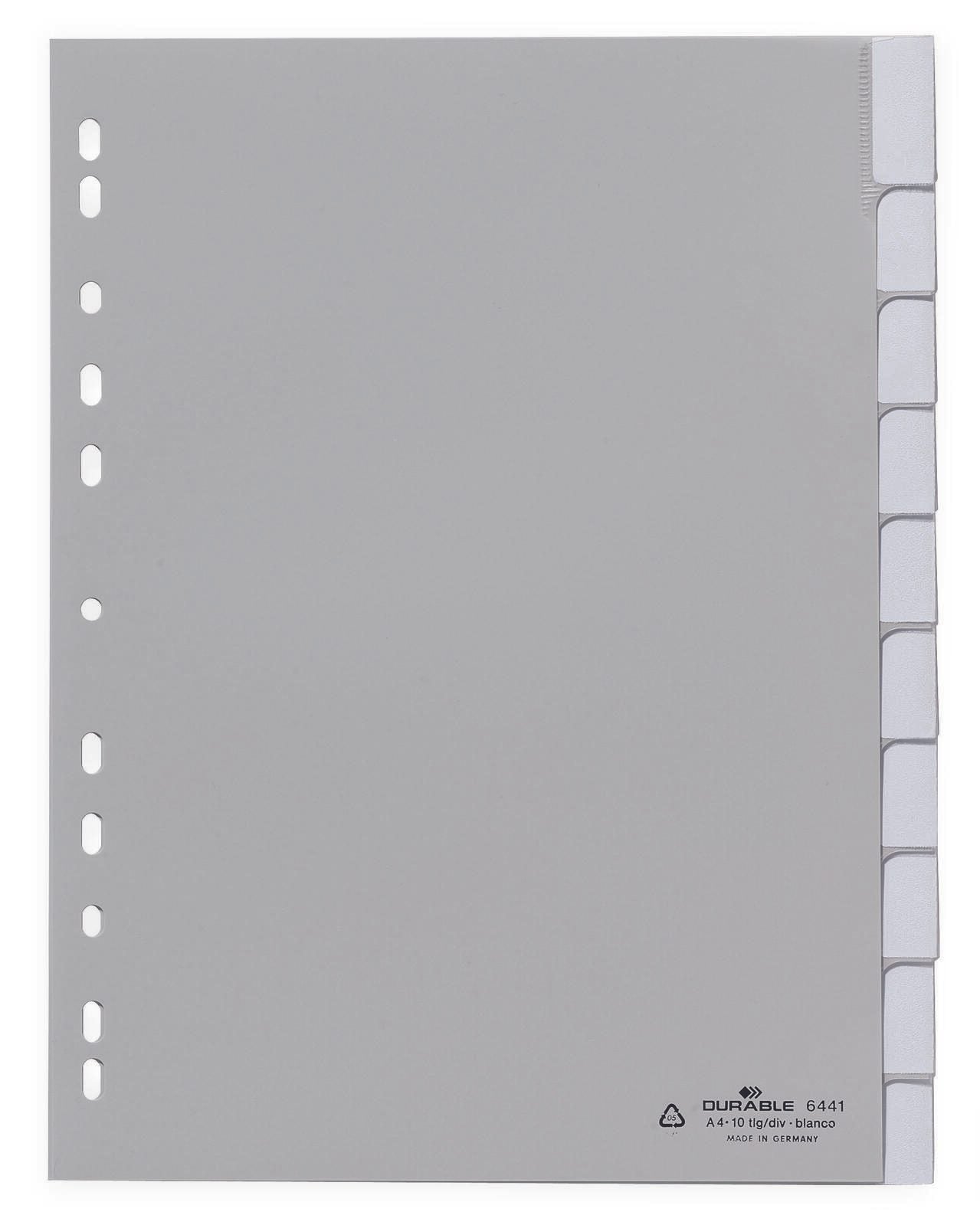 DURABLE Ordnerregister DIN A4 1-10 grau 10 Blatt - 1 Satz