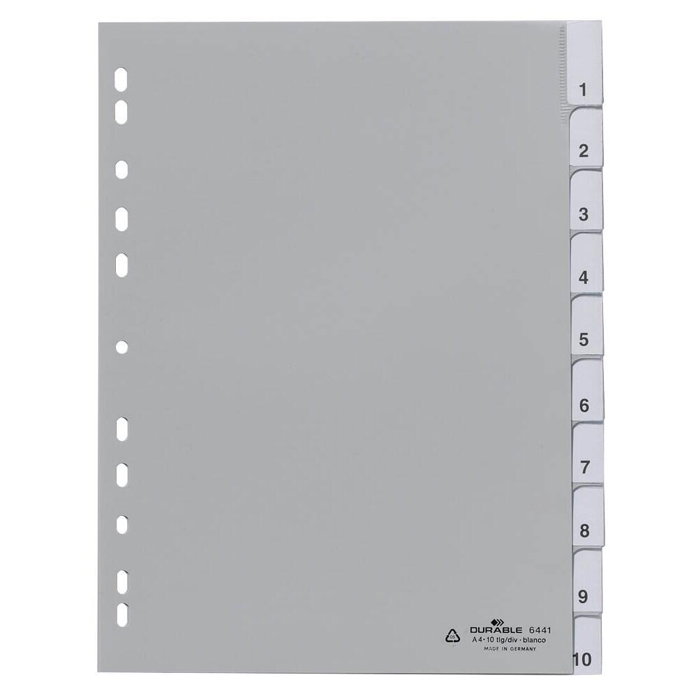 DURABLE Ordnerregister DIN A4 1-10 grau 10 Blatt - 1 Satz